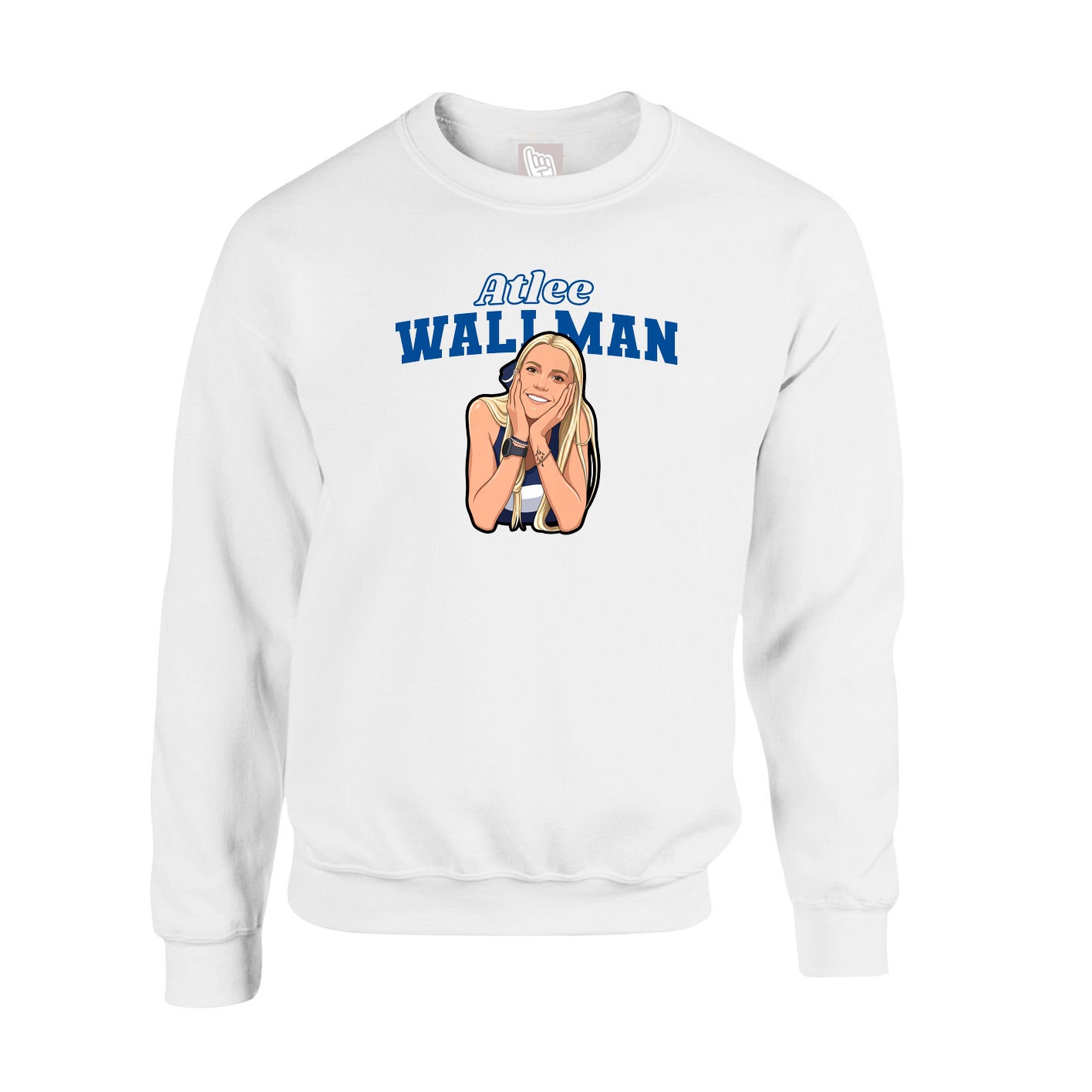 Fleece Crew — Name Arch in White