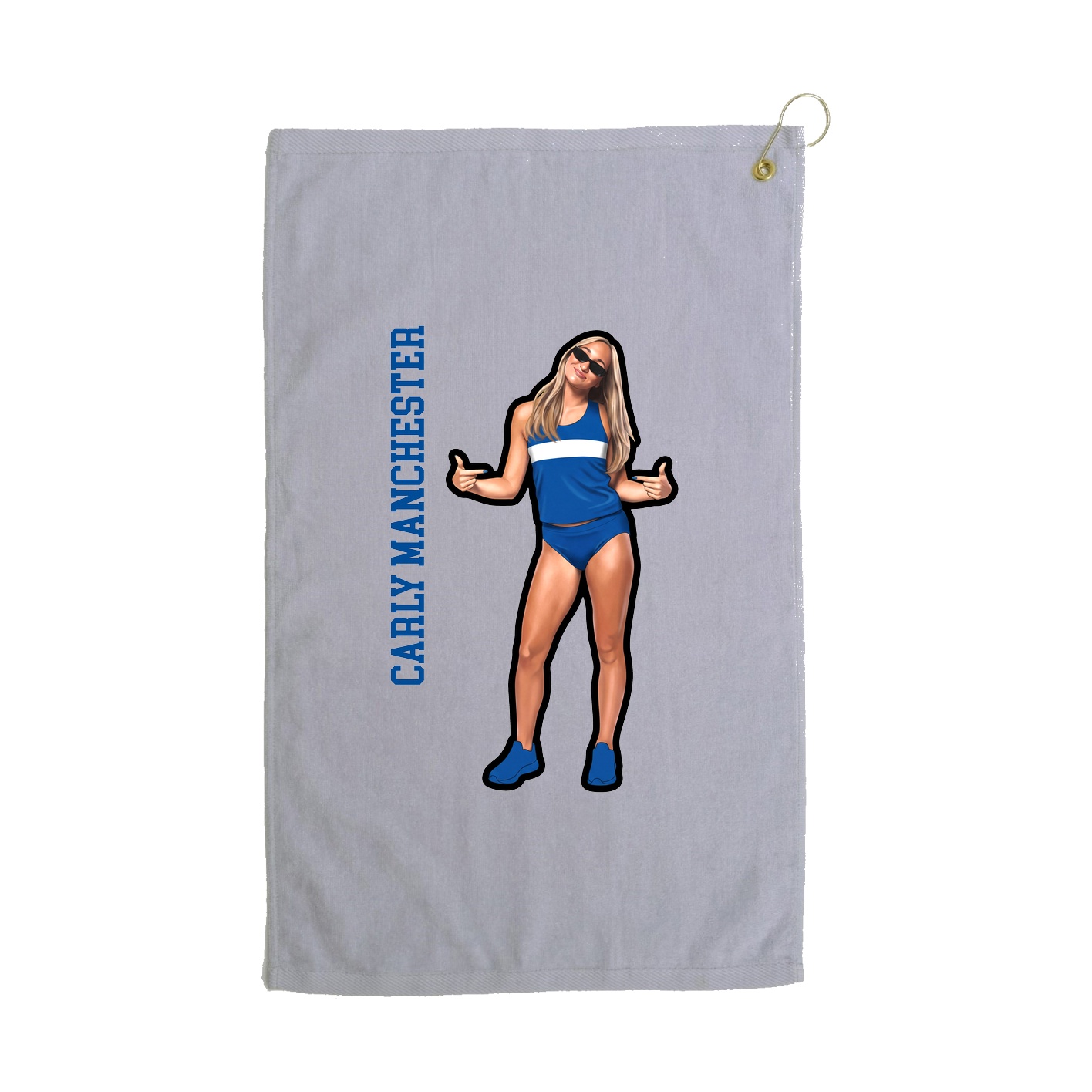 Golf Towel — Name Vertical in Grey