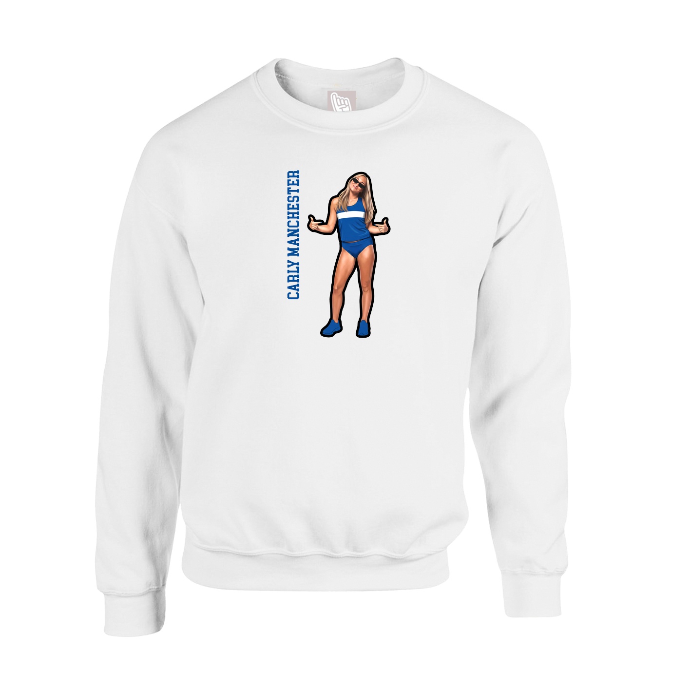 Fleece Crew — Name Vertical in White
