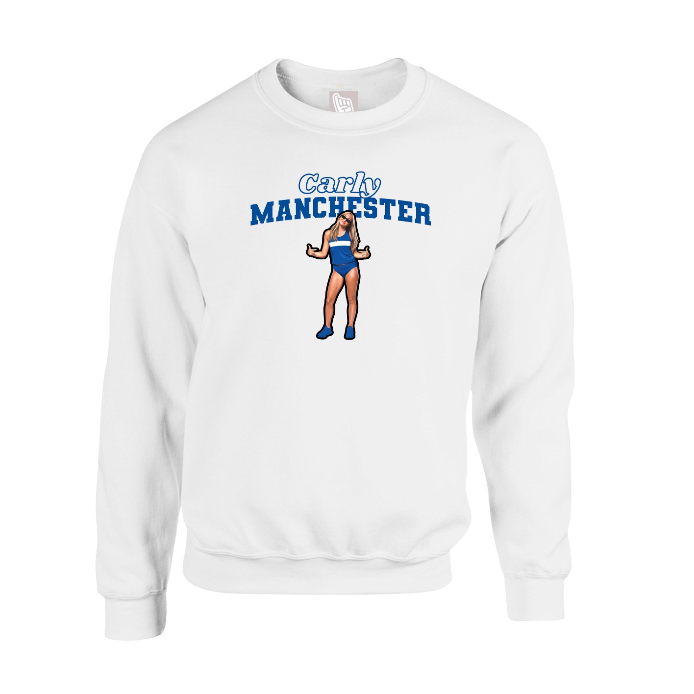 Fleece Crew — Name Arch in White