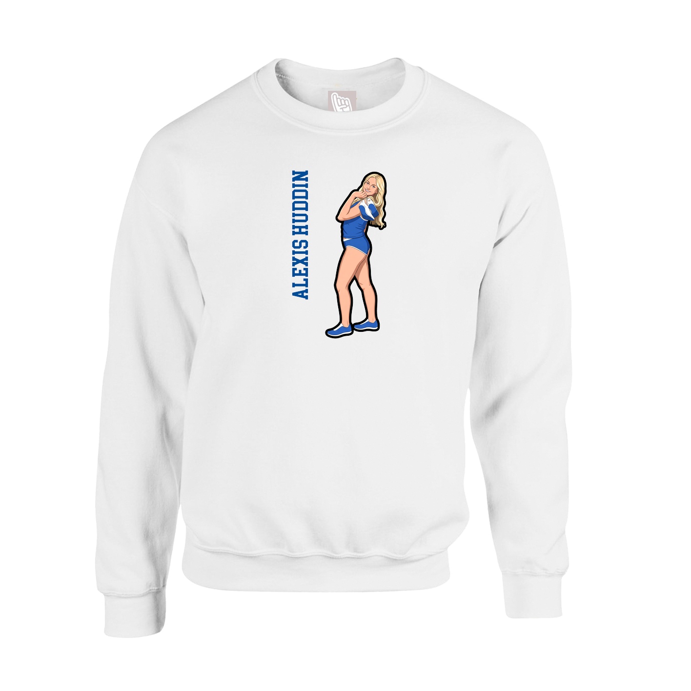 Fleece Crew — Name Vertical in White