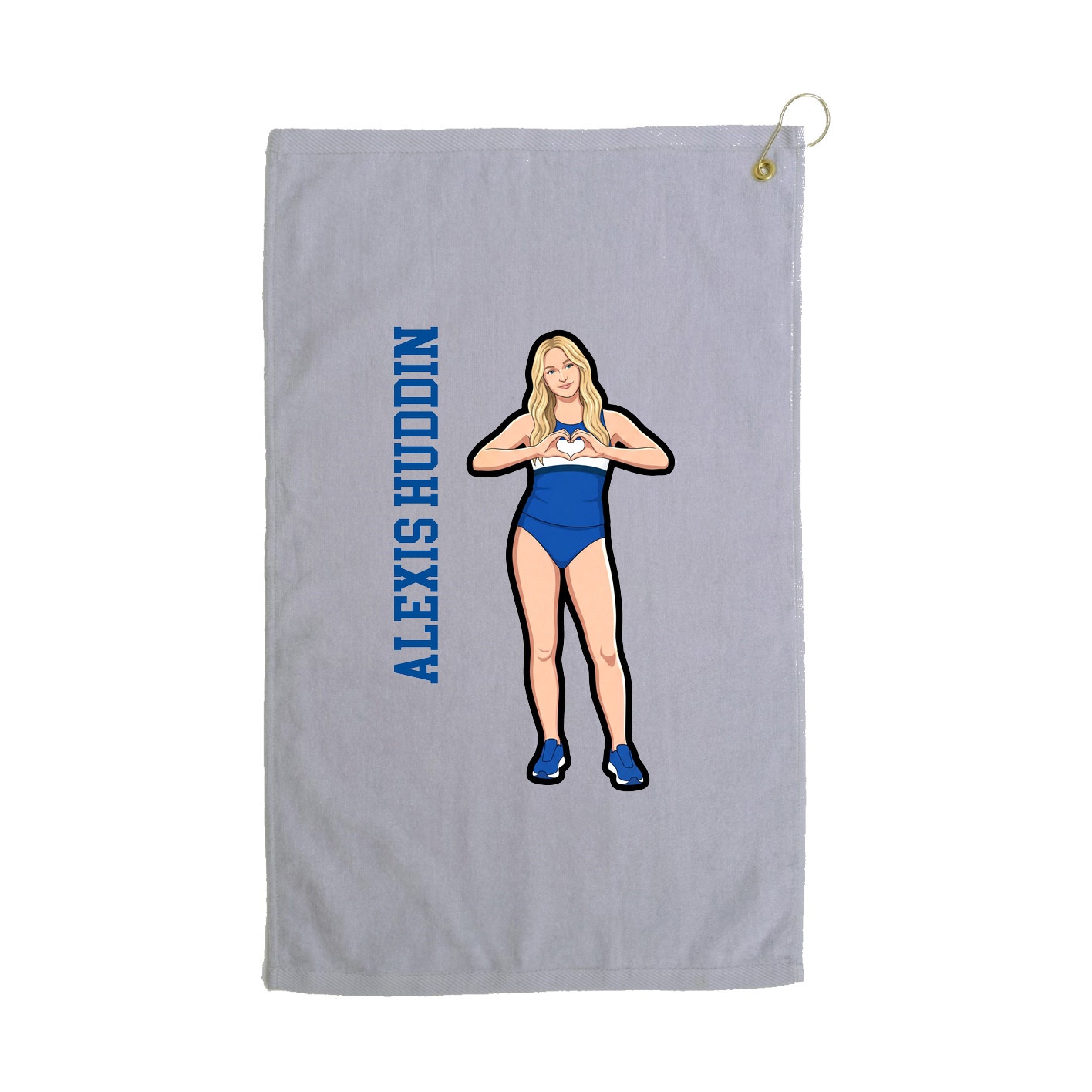 Golf Towel — Name Vertical in Grey