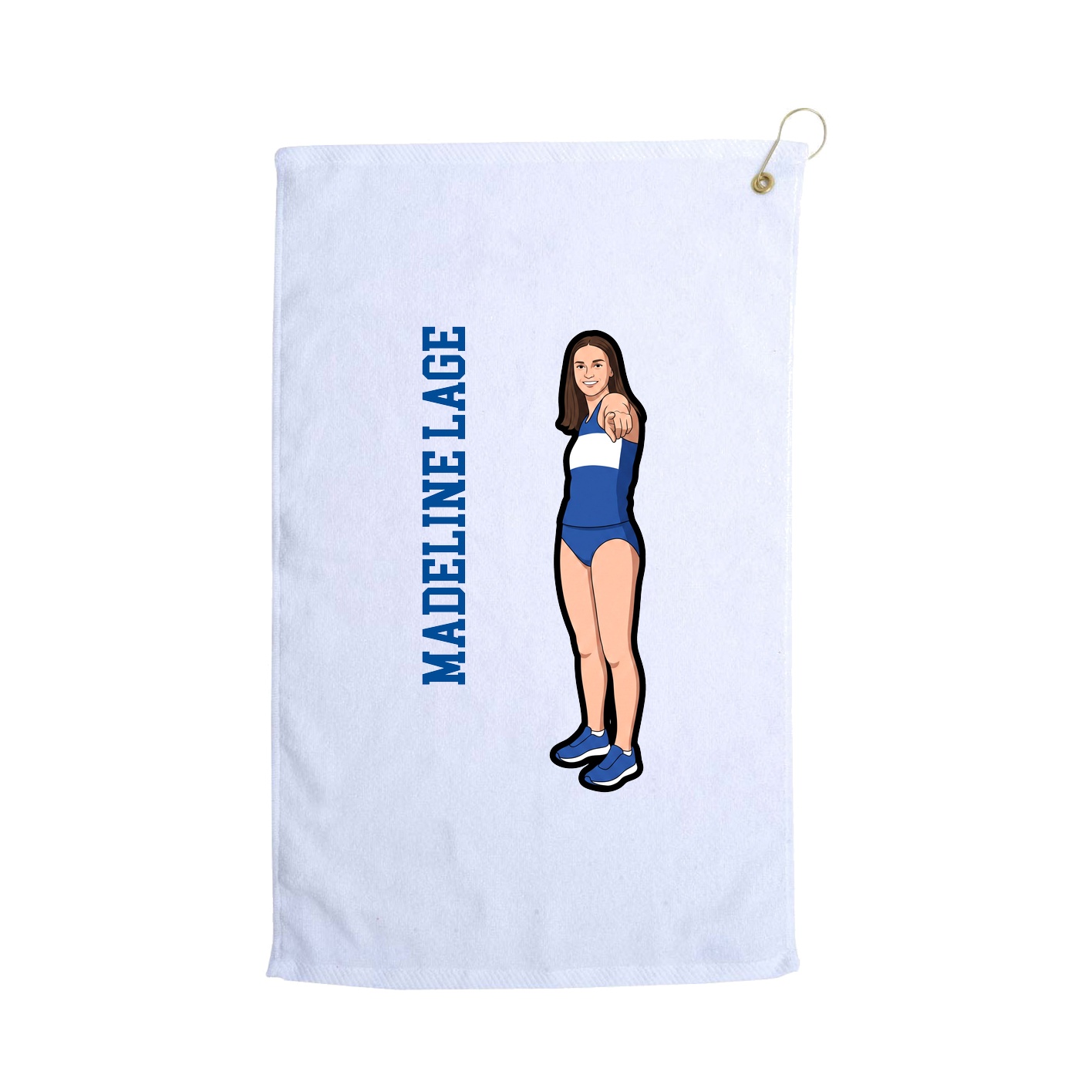 Golf Towel — Name Vertical in White