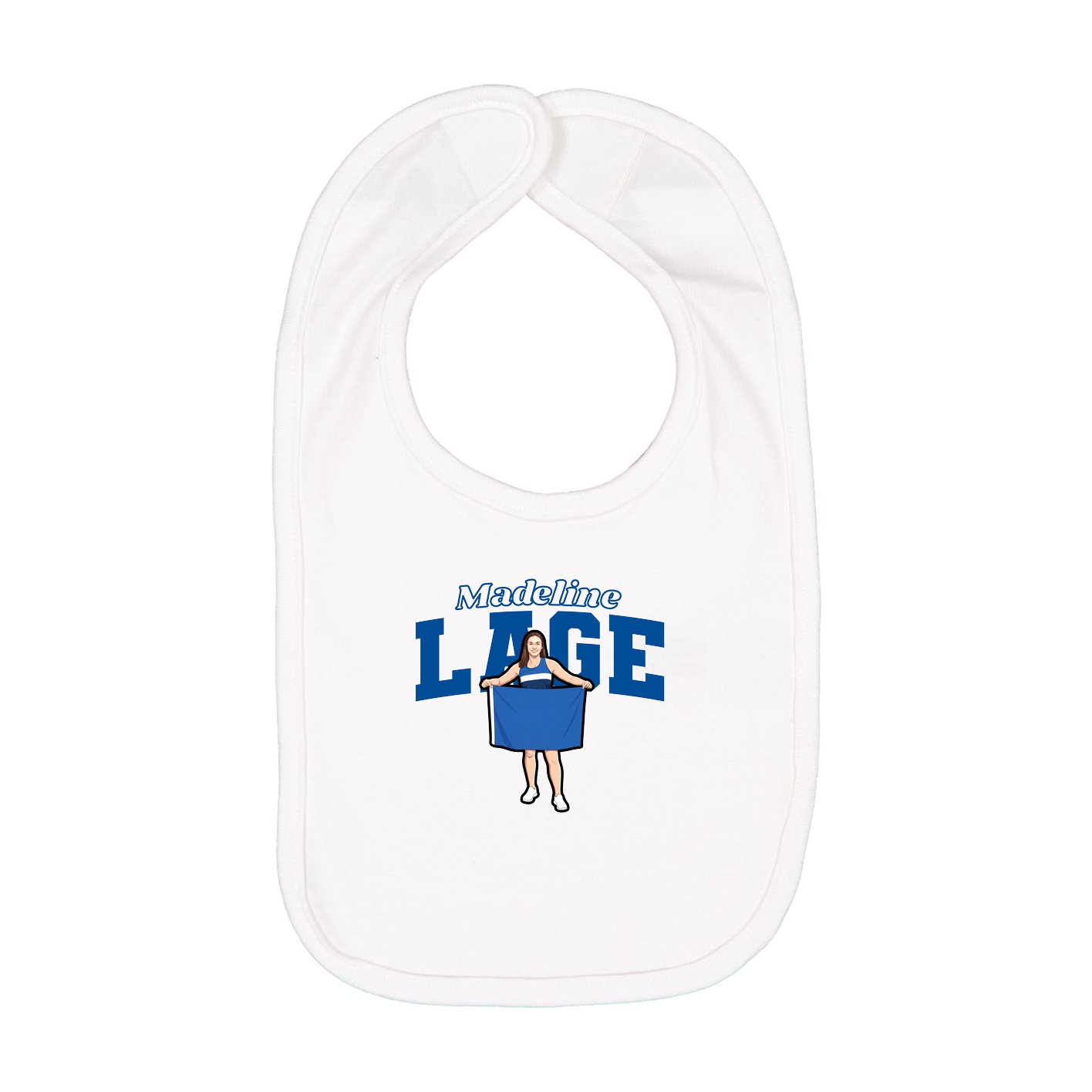 Infant Bib — Name Arch in White