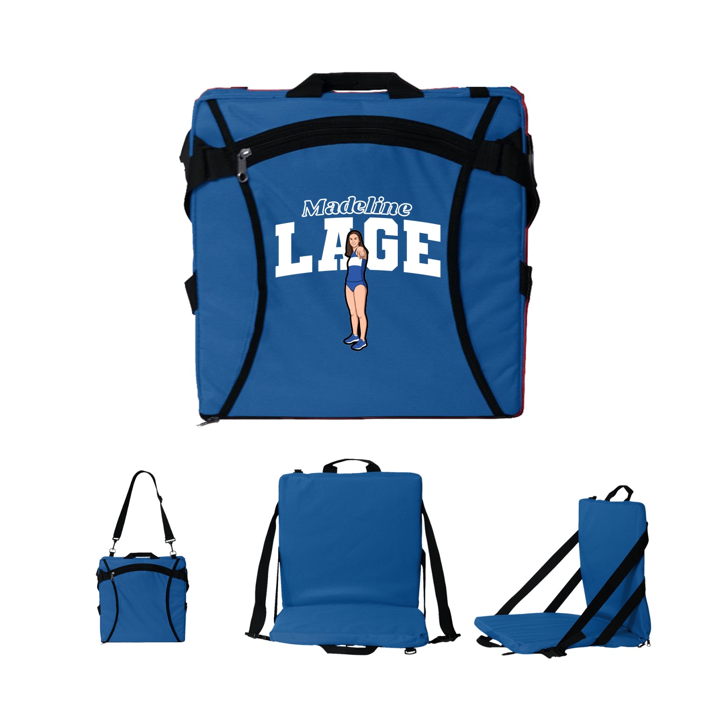 Folding Stadium Seat — Name Arch in Royal