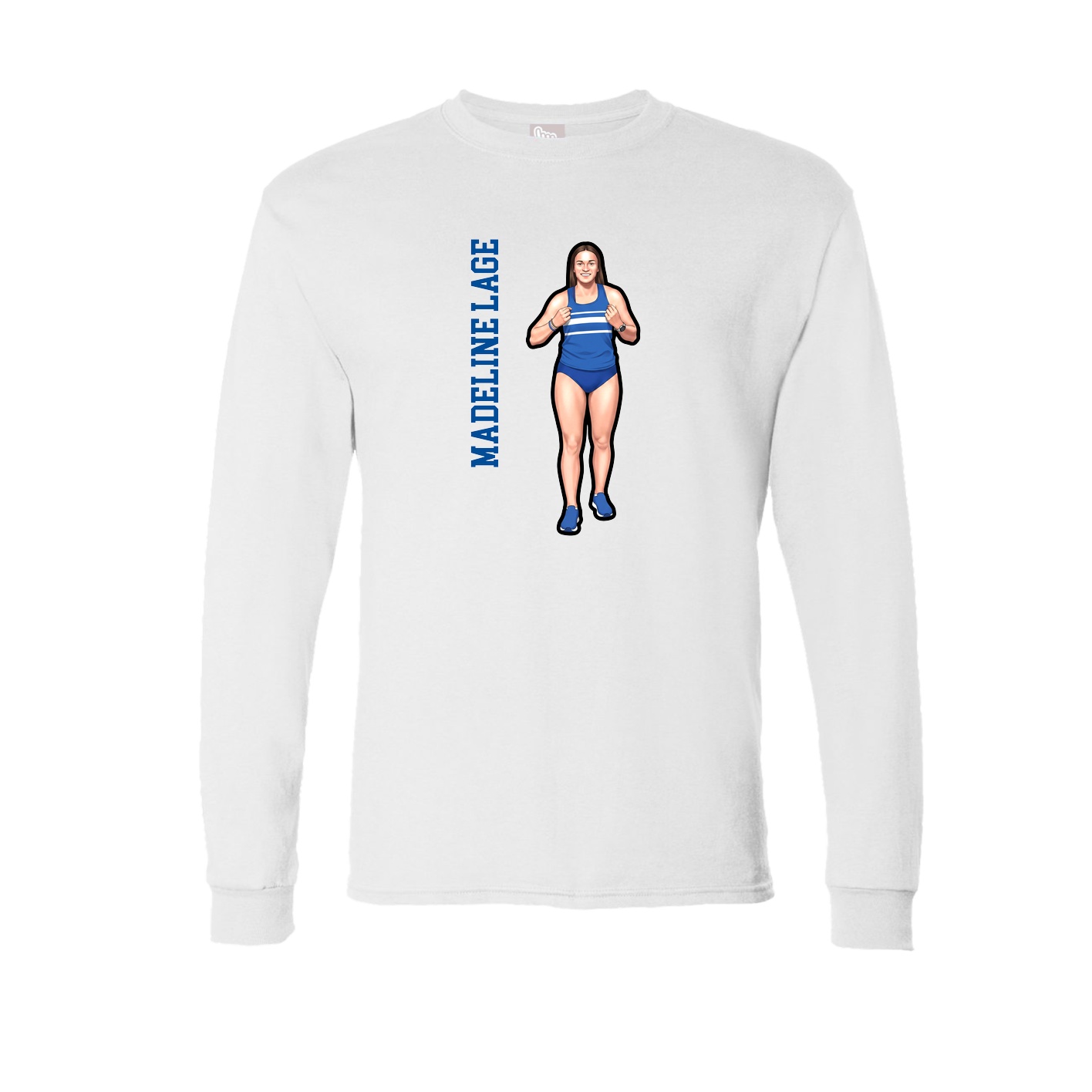 Long Sleeve Tee — Name Vertical in White