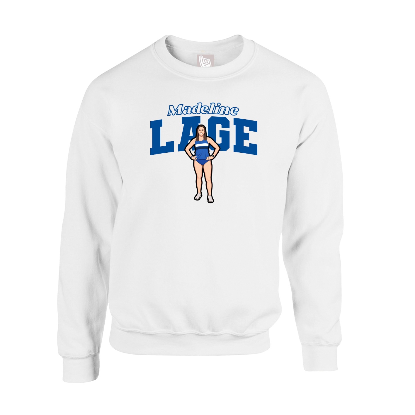 Fleece Crew — Name Arch in White