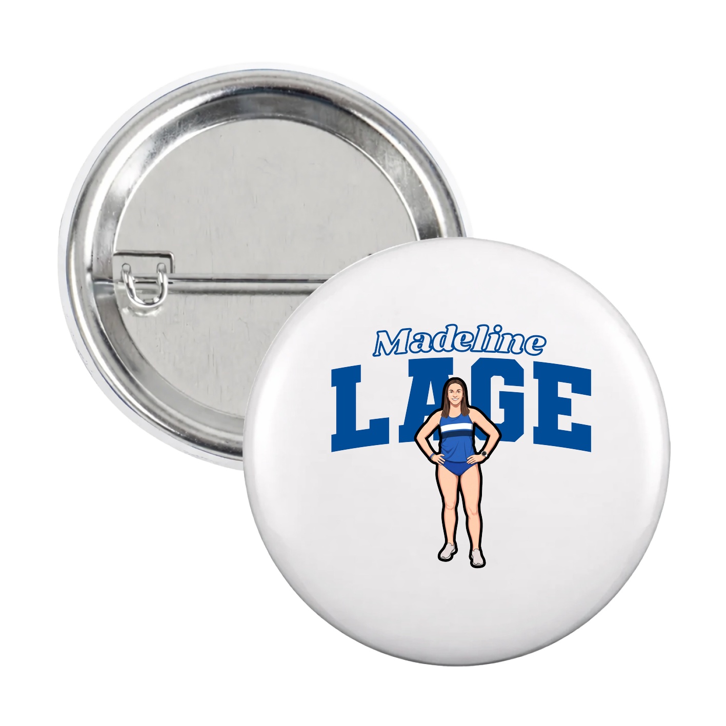 Game Day Button — Name Arch in White
