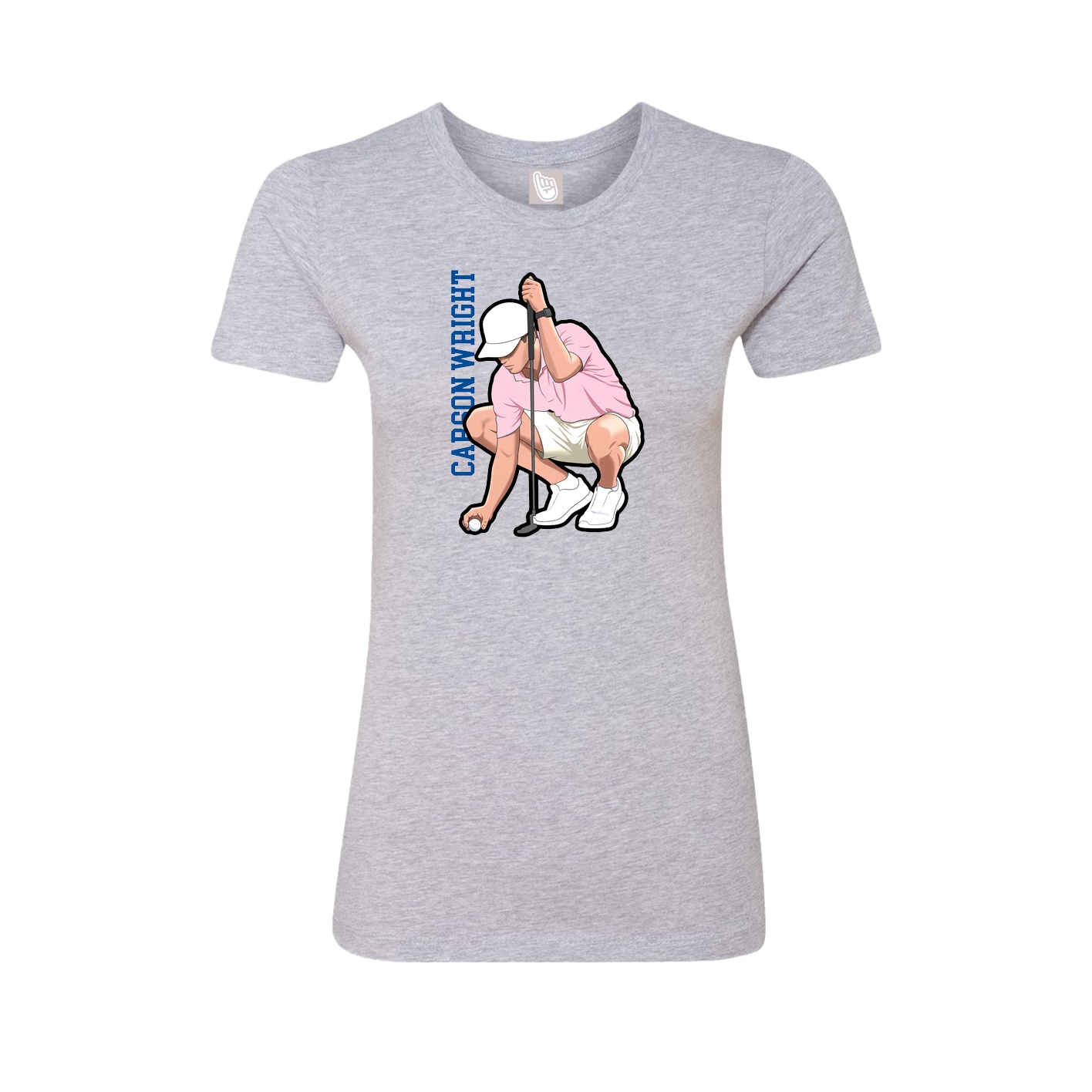 Fitted Women's Tee — Name Vertical in Grey