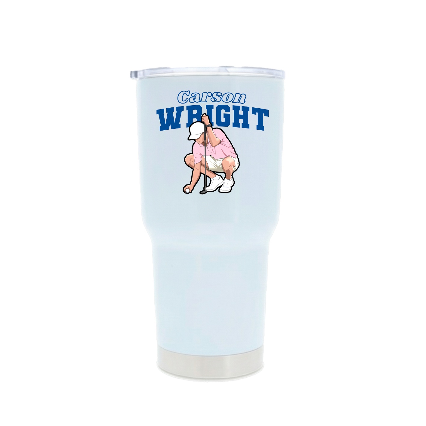 30oz Stainless Steel Tumbler — Name Arch in White