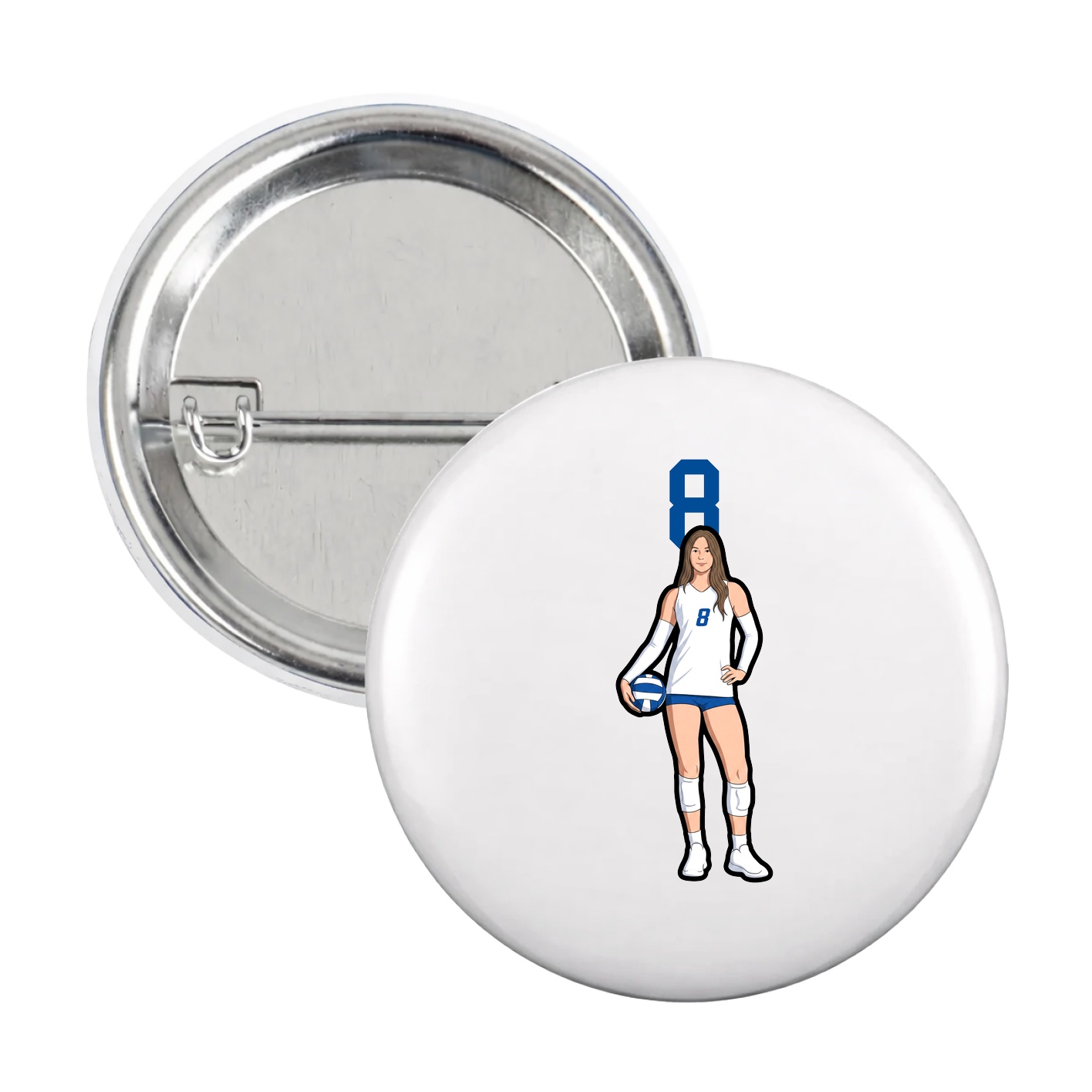 Game Day Button — Number Top in White