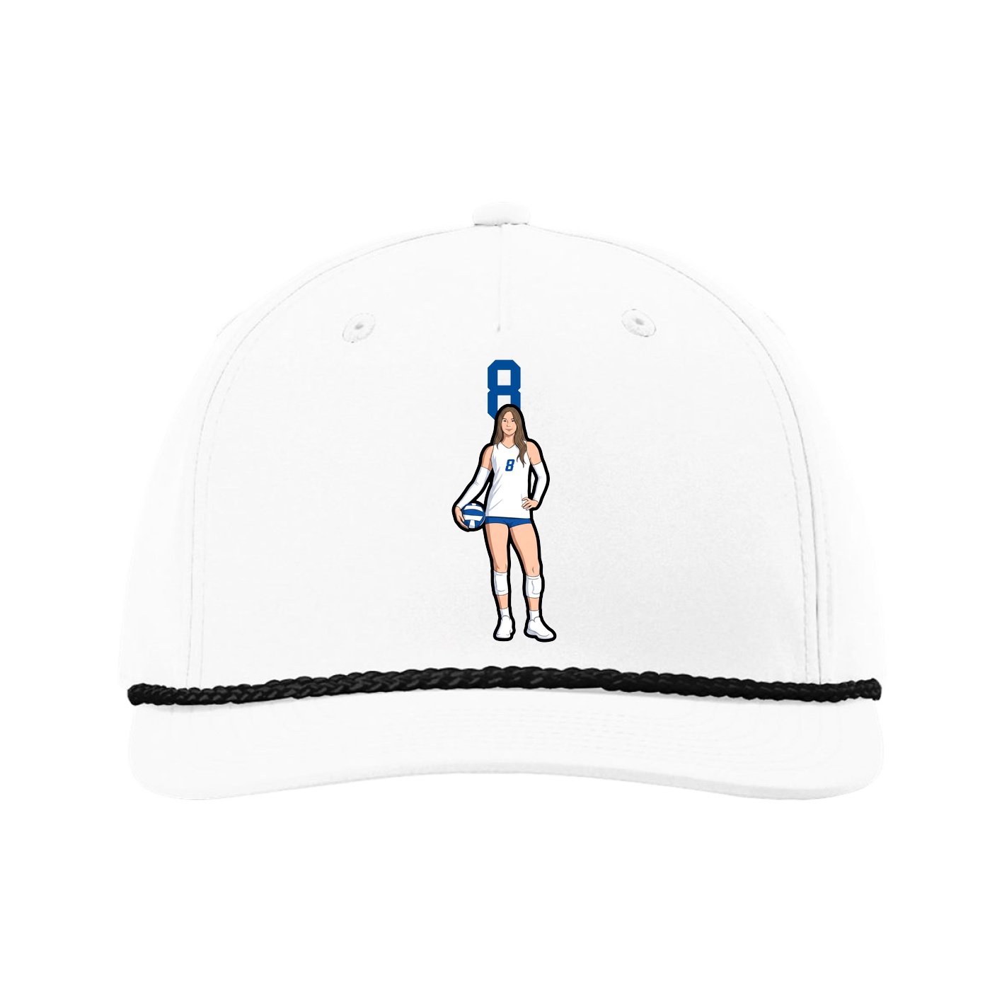 Five-Panel Classic Rope Cap — Number Top in White