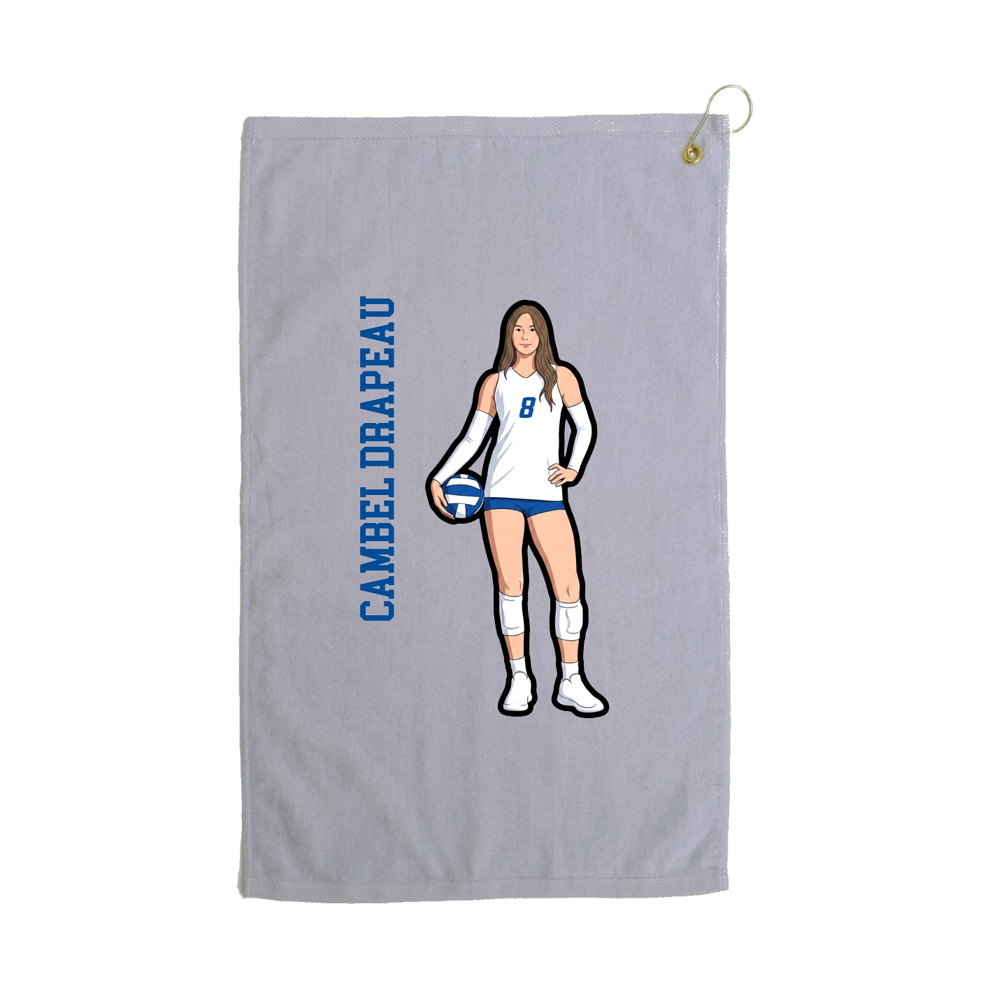 Golf Towel — Name Vertical in Grey