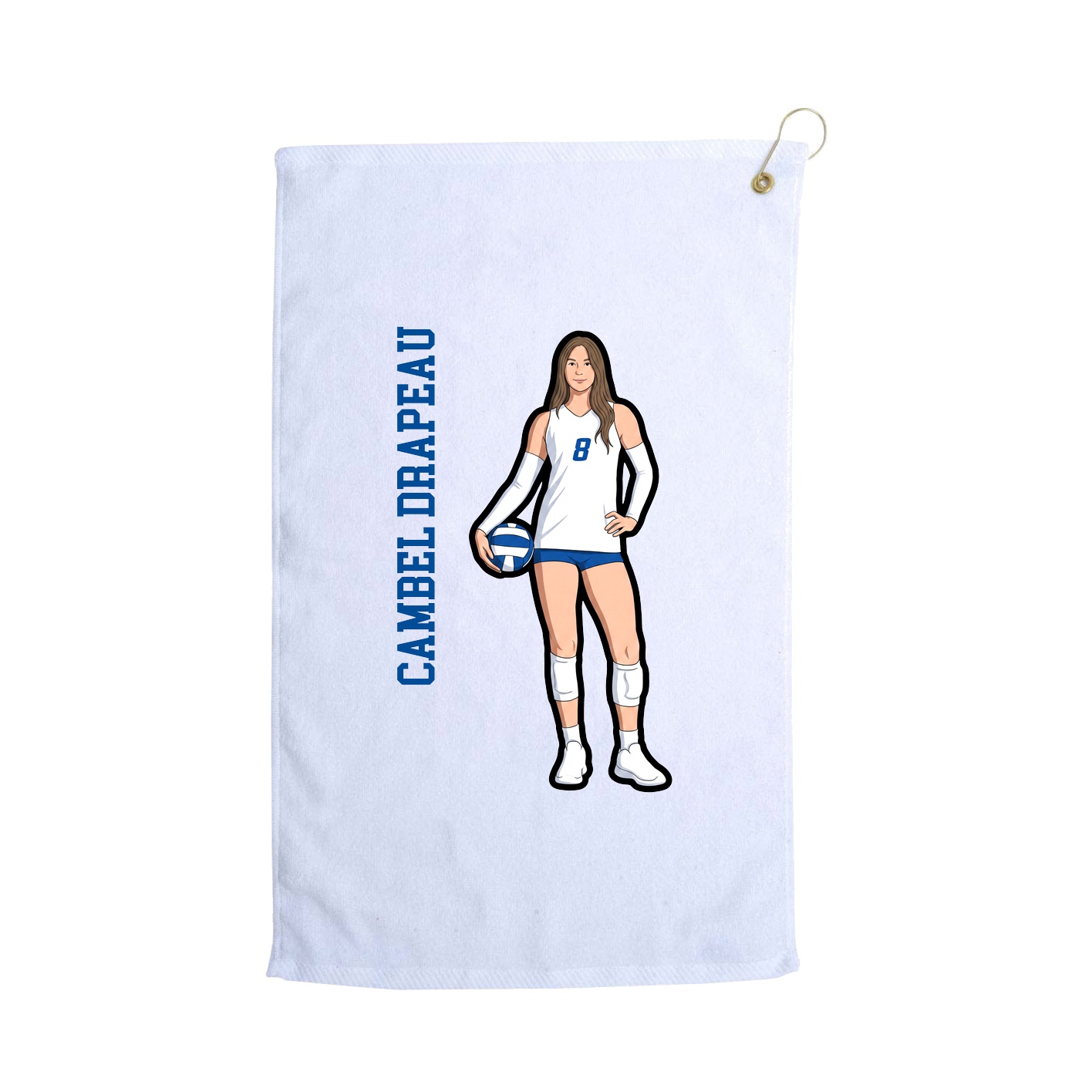 Golf Towel — Name Vertical in White