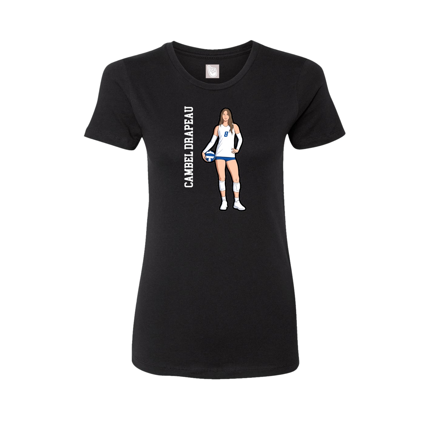 Fitted Women's Tee — Name Vertical in Black