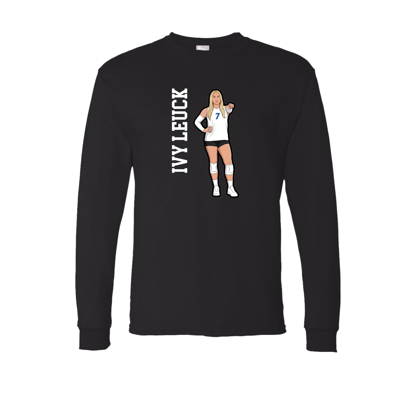 Long Sleeve Tee — Name Vertical in Black