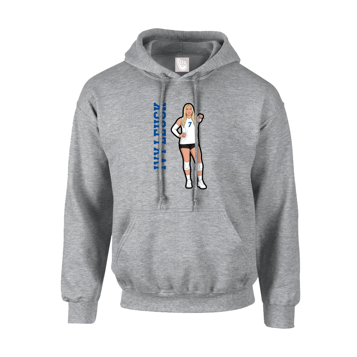Youth Hoodie — Name Vertical in Grey