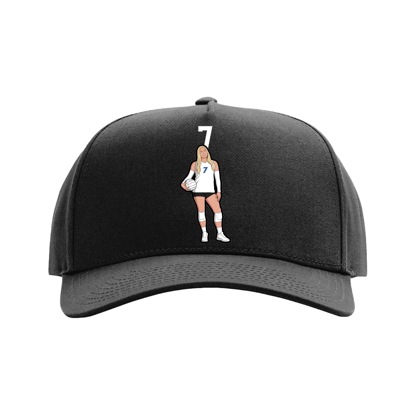 Full Fabric Five-Panel Champ Cap — Number Top in Black