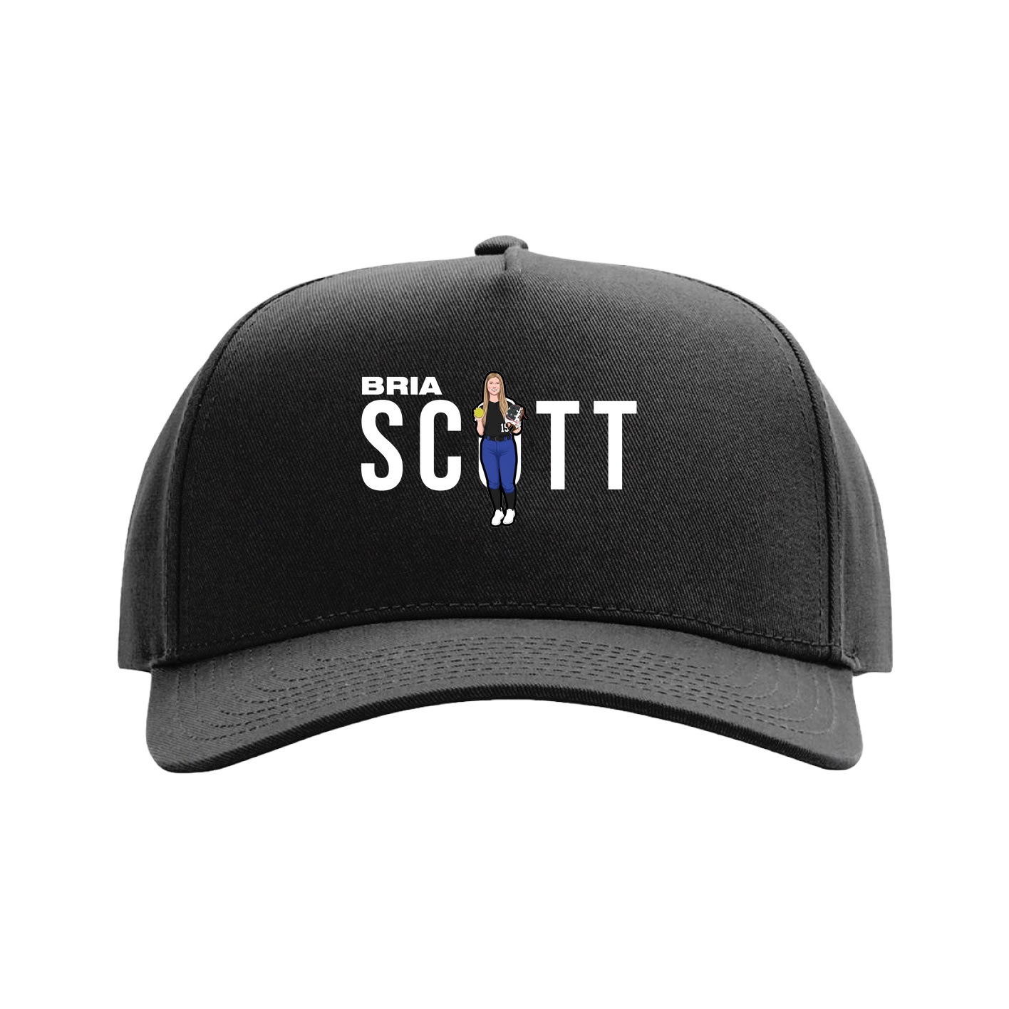 Full Fabric Five-Panel Champ Cap — Player Name in Black