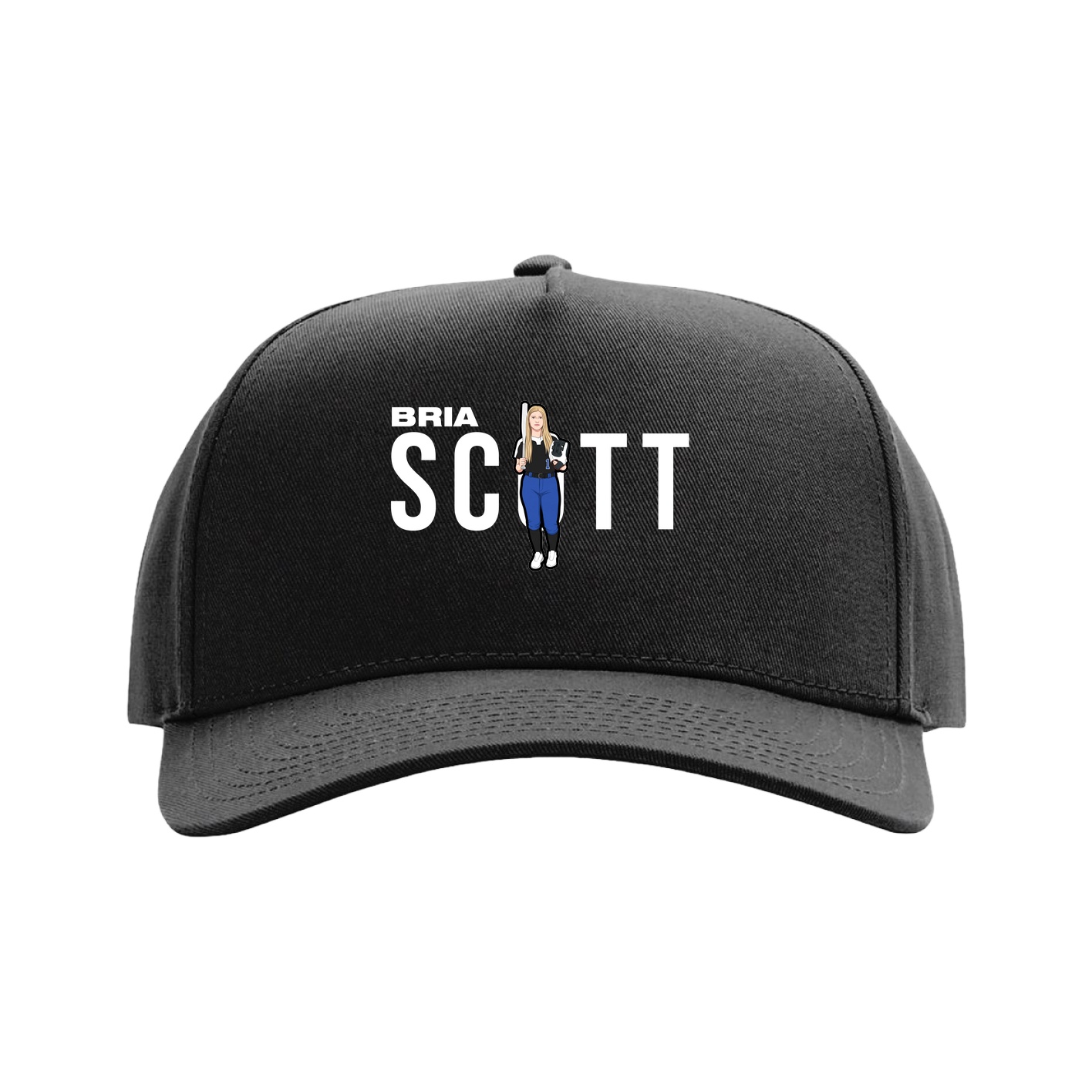 Full Fabric Five-Panel Champ Cap — Player Name in Black