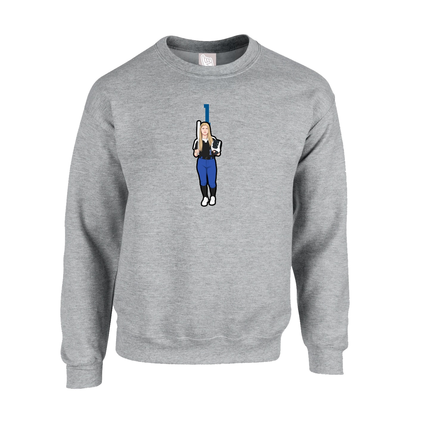 Fleece Crew — Number Top in Grey