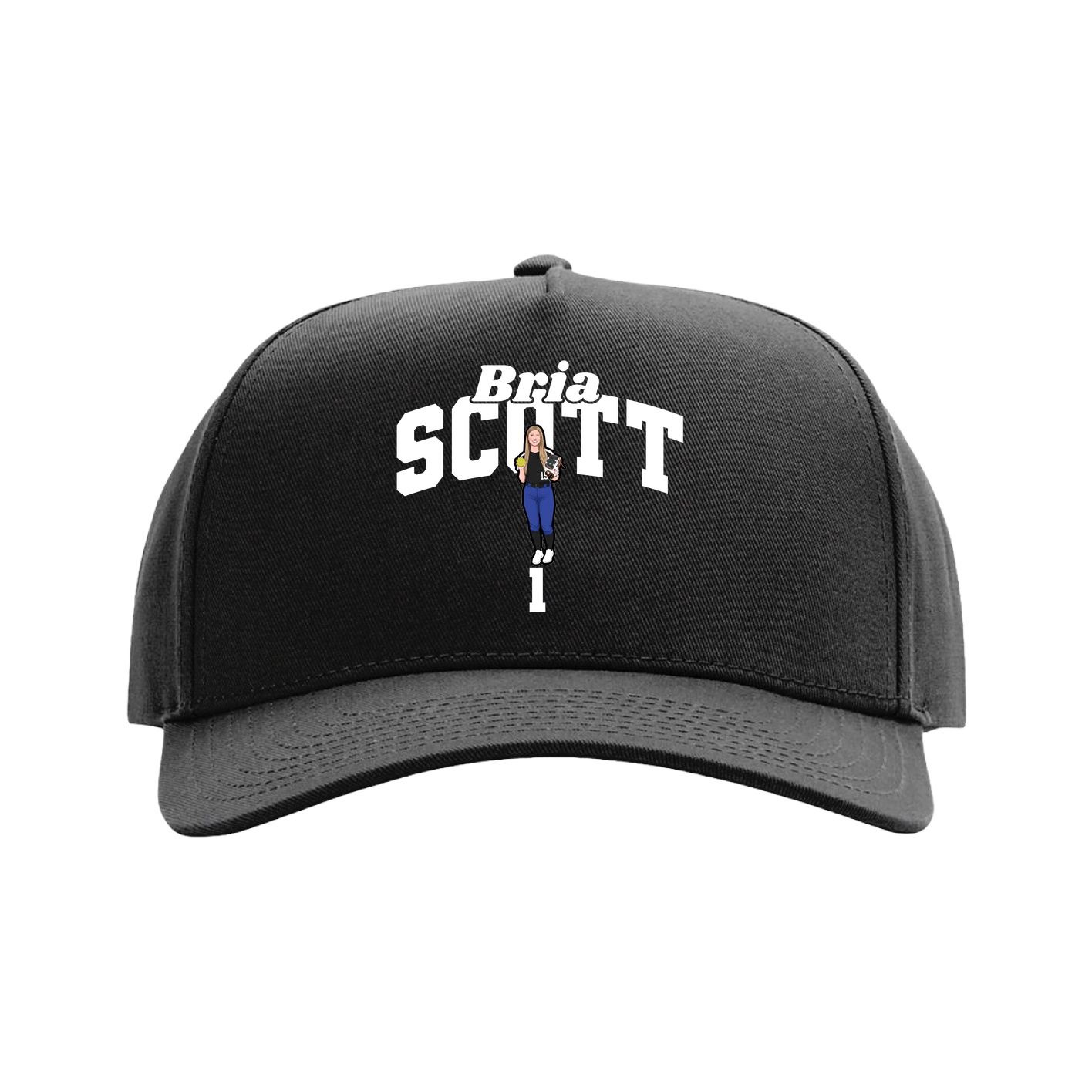 Full Fabric Five-Panel Champ Cap — Signature Arch in Black