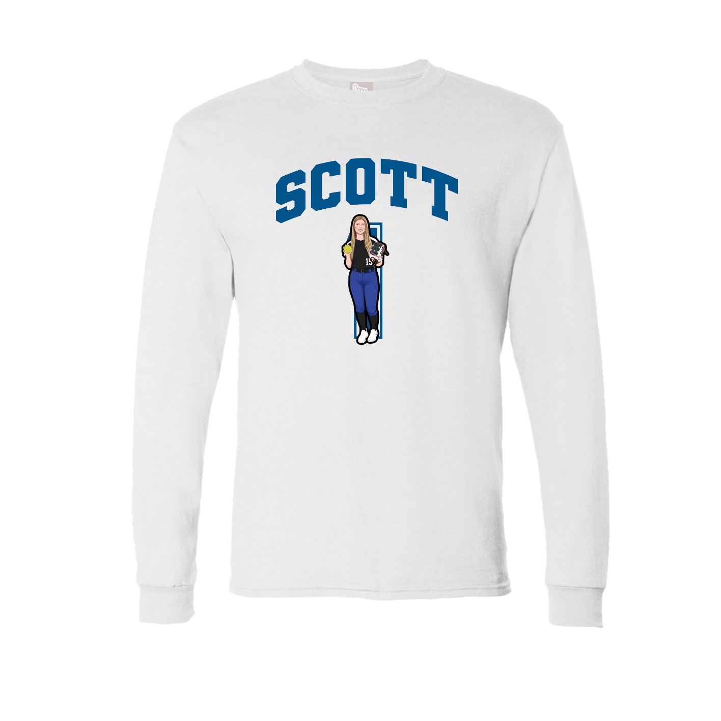 Long Sleeve Tee — Number in White