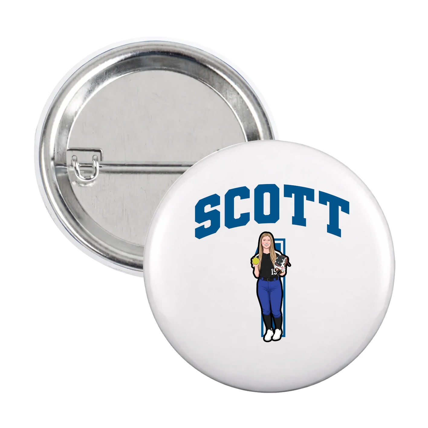 Game Day Button — Number in White