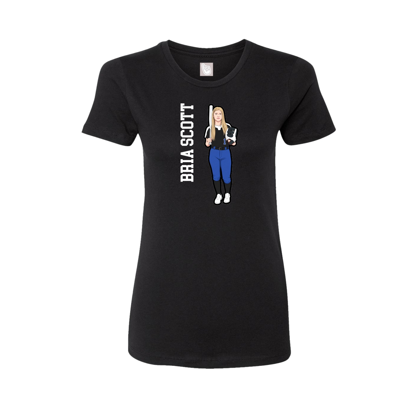 Fitted Women's Tee — Name Vertical in Black