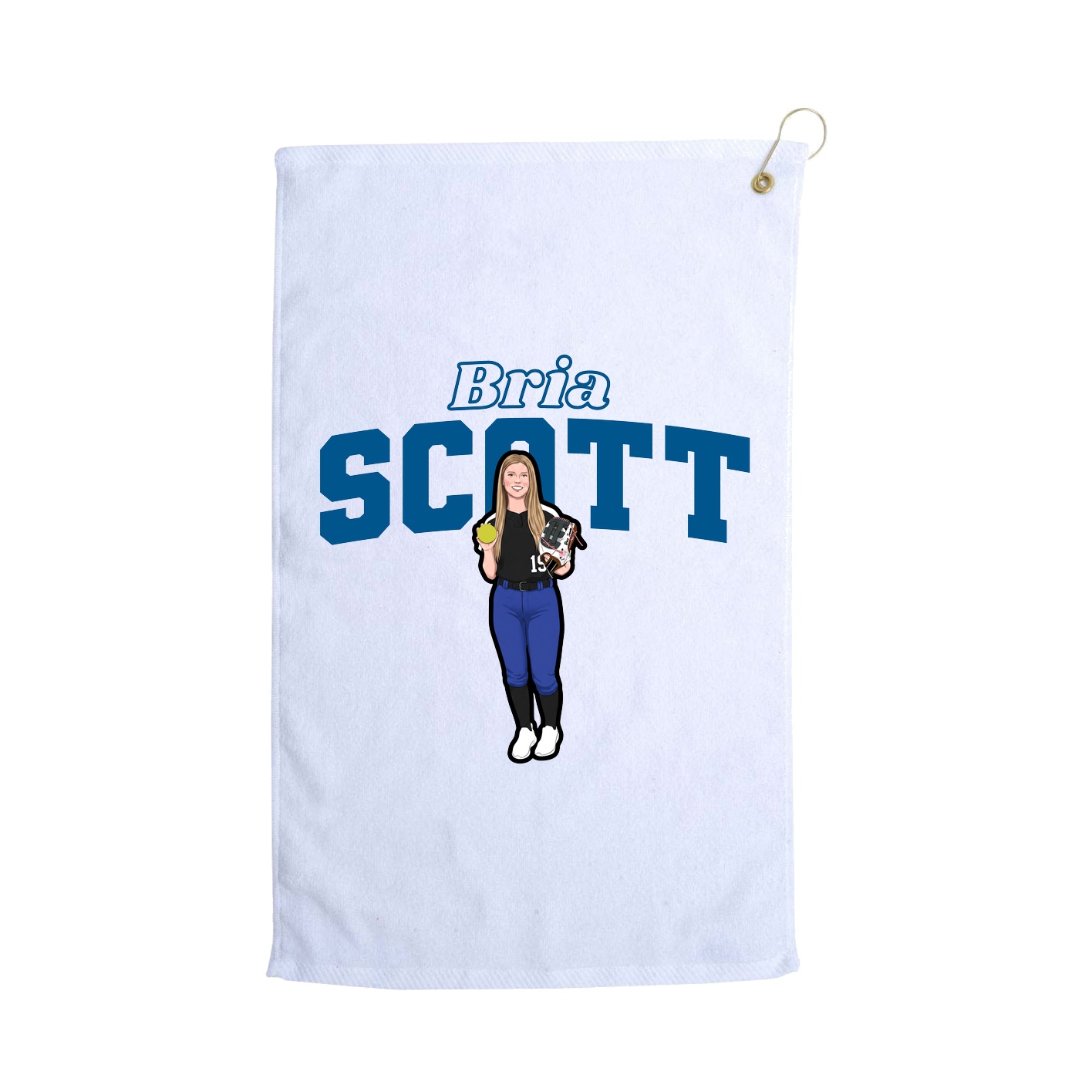 Golf Towel — Name Arch in White