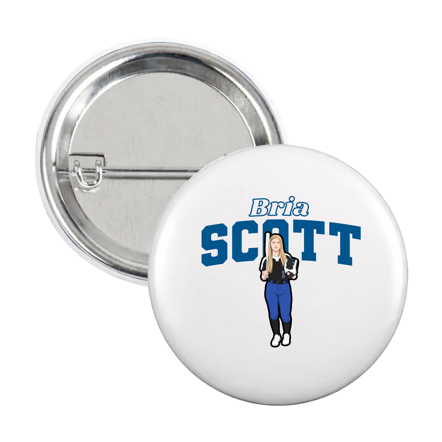 Game Day Button — Name Arch in White