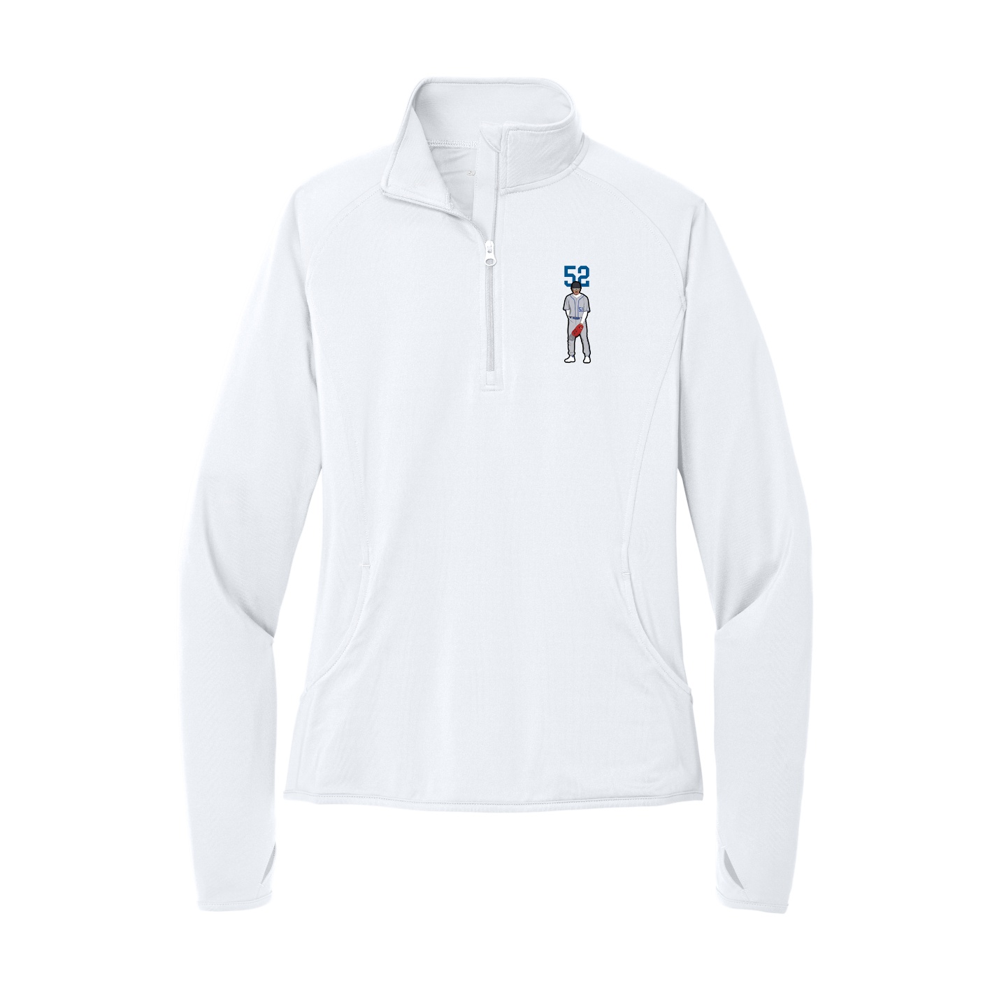 Women's Q-Zip Pullover — Number Top in White