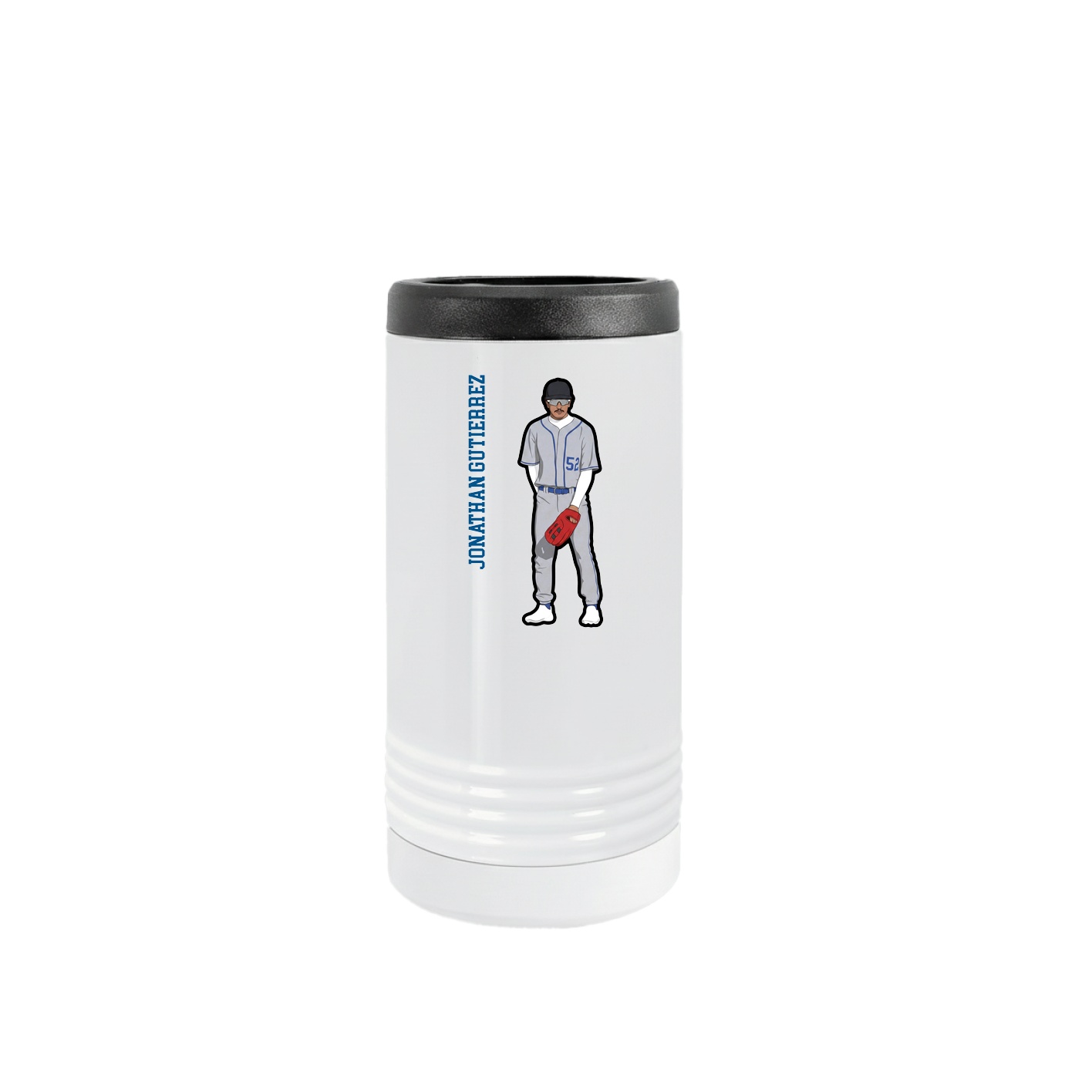 Slim Beverage Holder — Name Vertical in White