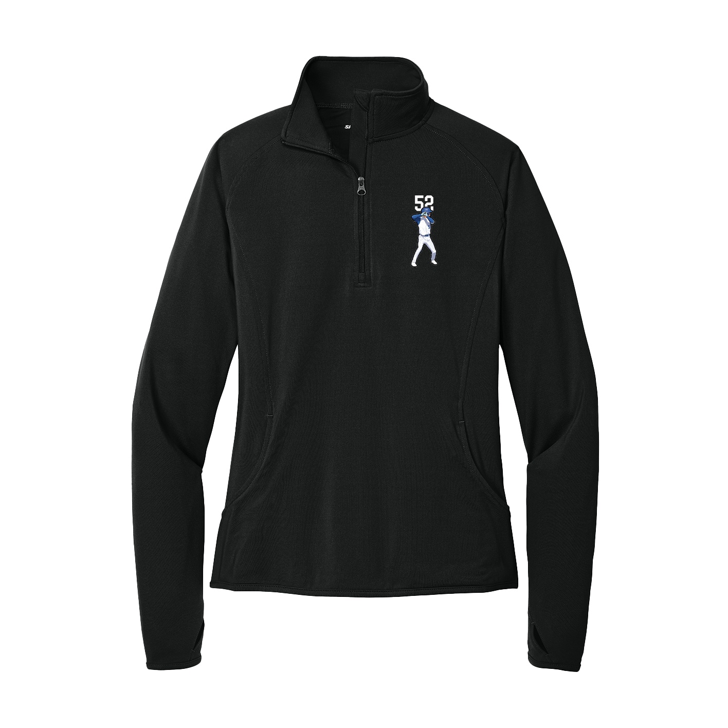 Women's Q-Zip Pullover — Number Top in Black