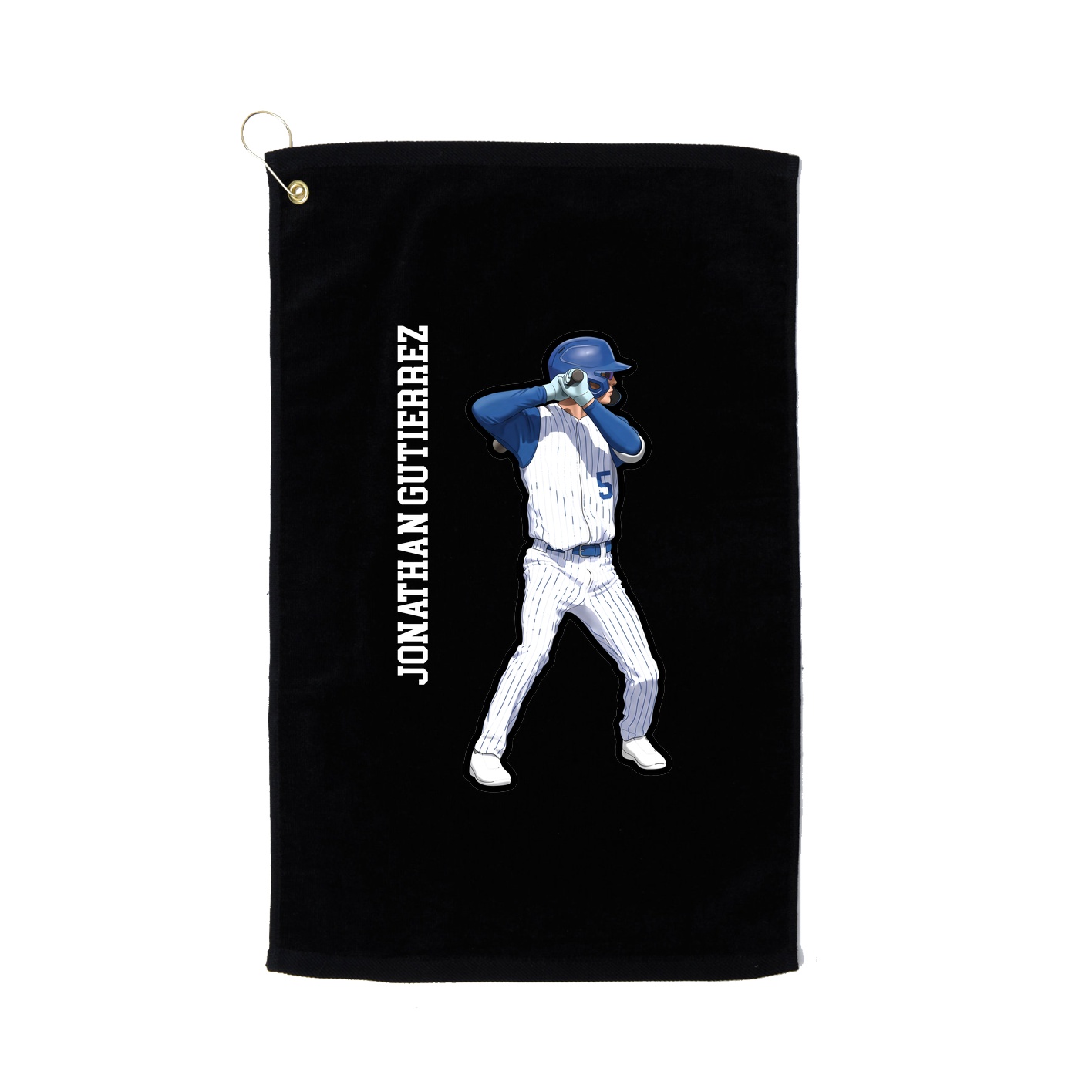 Golf Towel — Name Vertical in Black