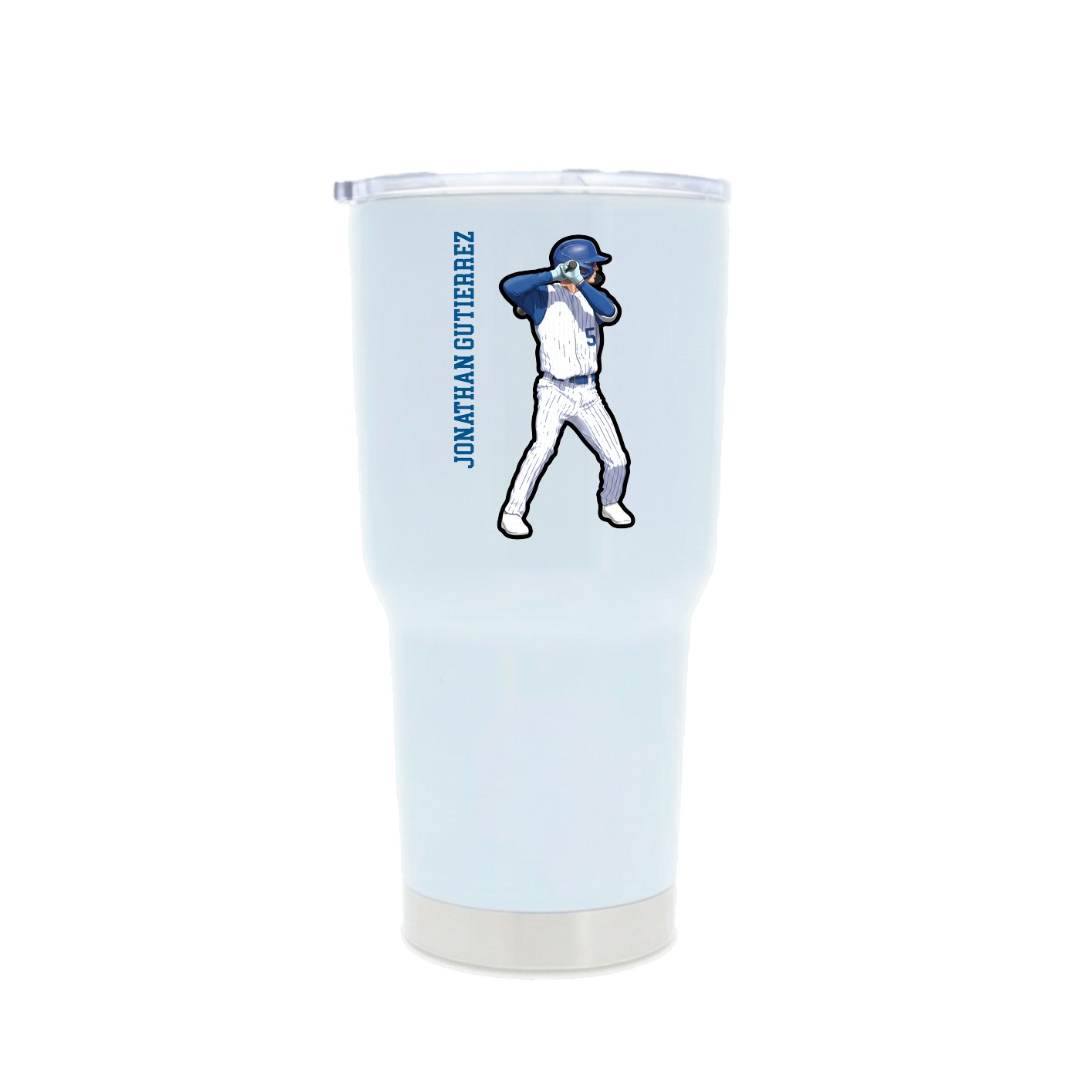 30oz Stainless Steel Tumbler — Name Vertical in White