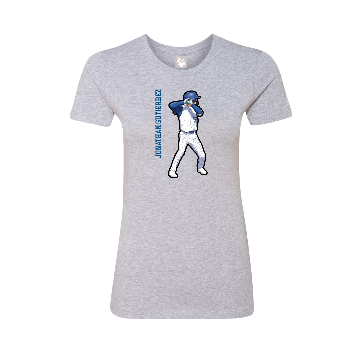 Womens Tee — Name Vertical in Grey