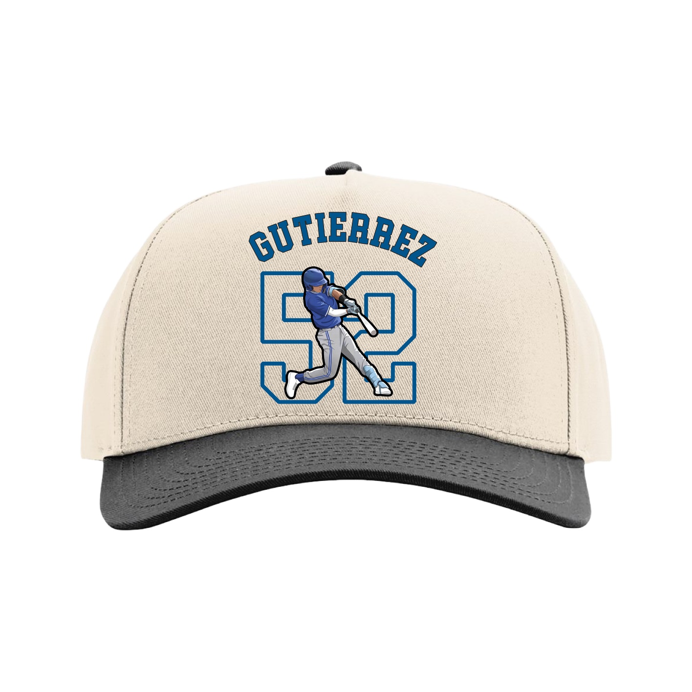 Full Fabric Five-Panel Champ Cap — Shirsey Arch in Cream/Black