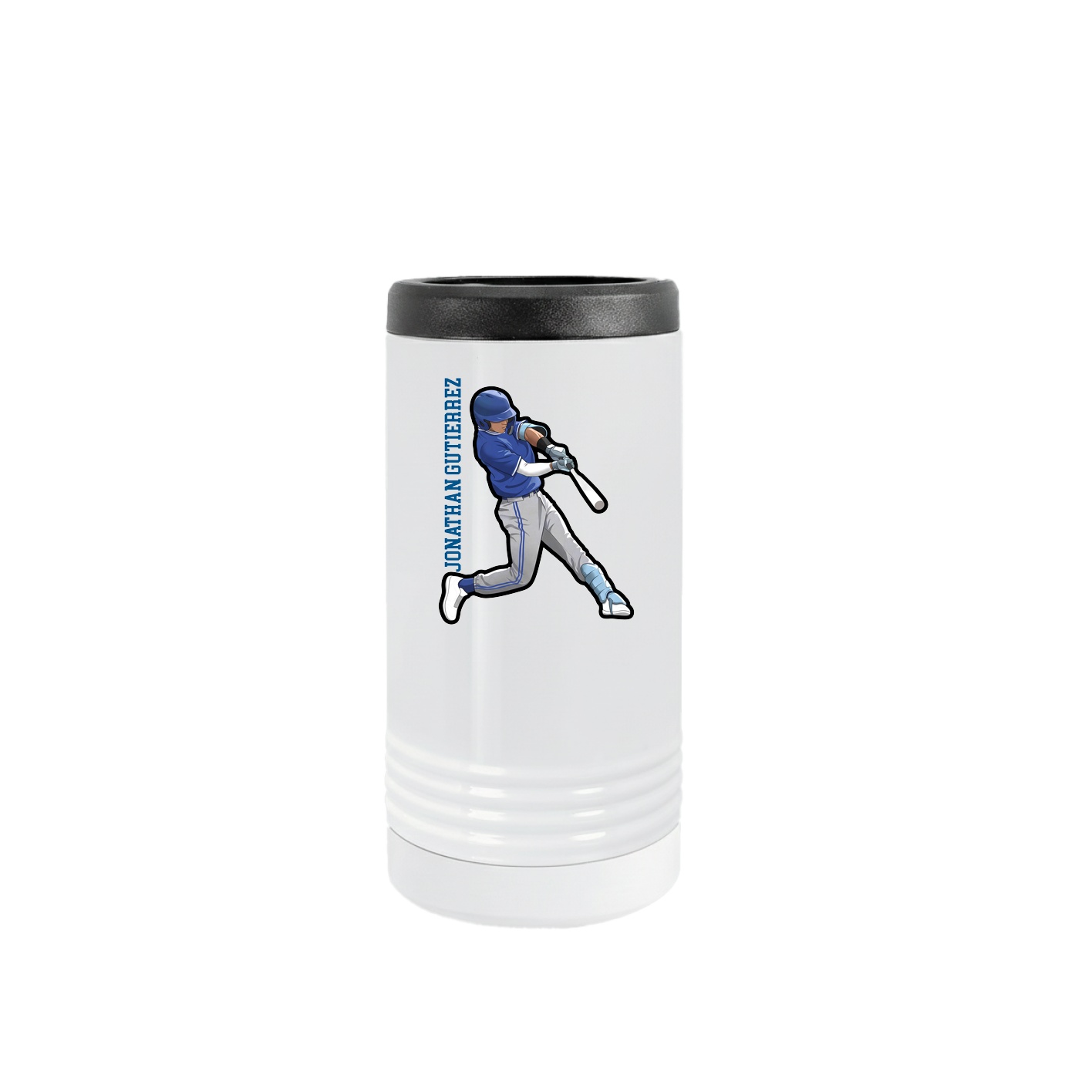 Slim Beverage Holder — Name Vertical in White