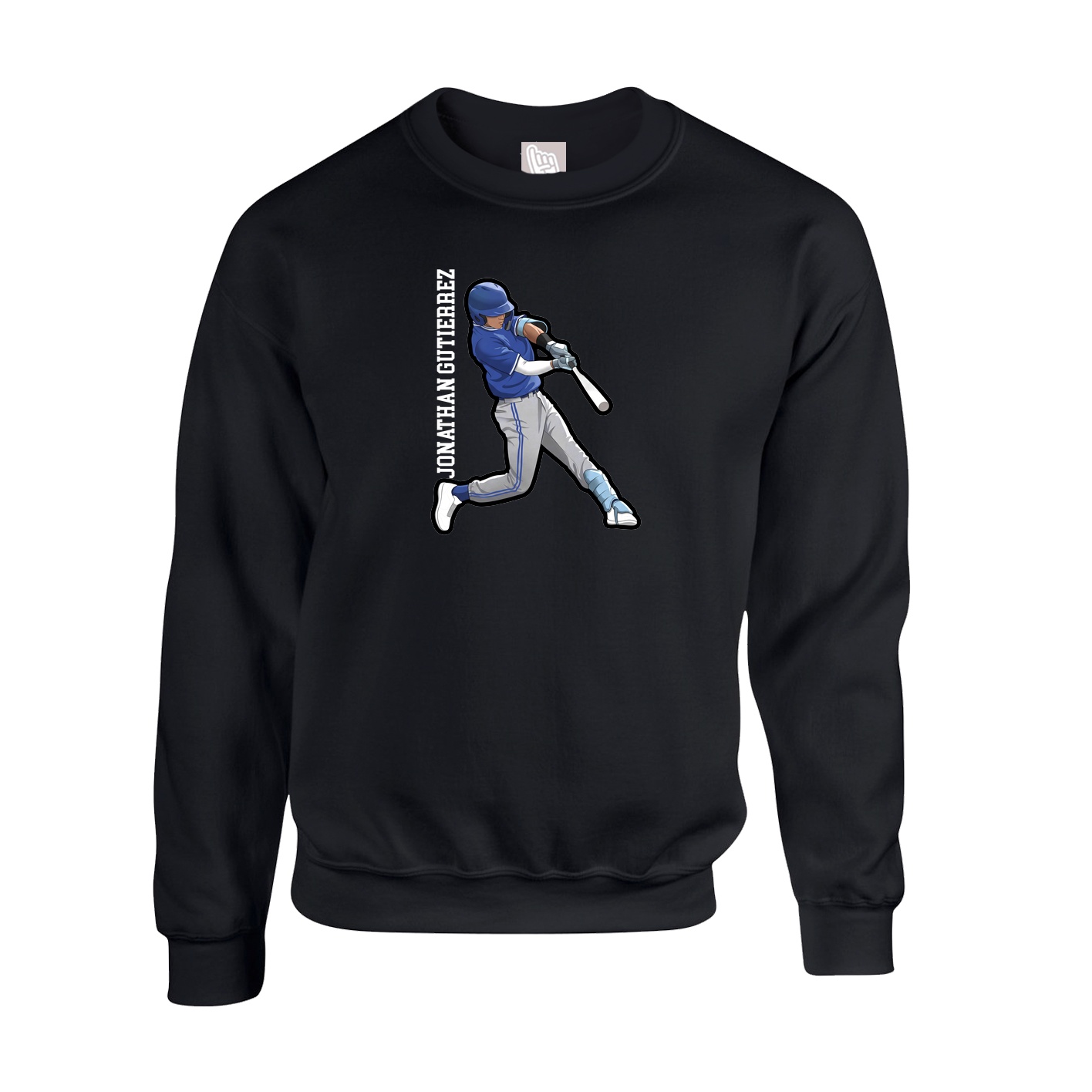 Fleece Crew — Name Vertical in Black