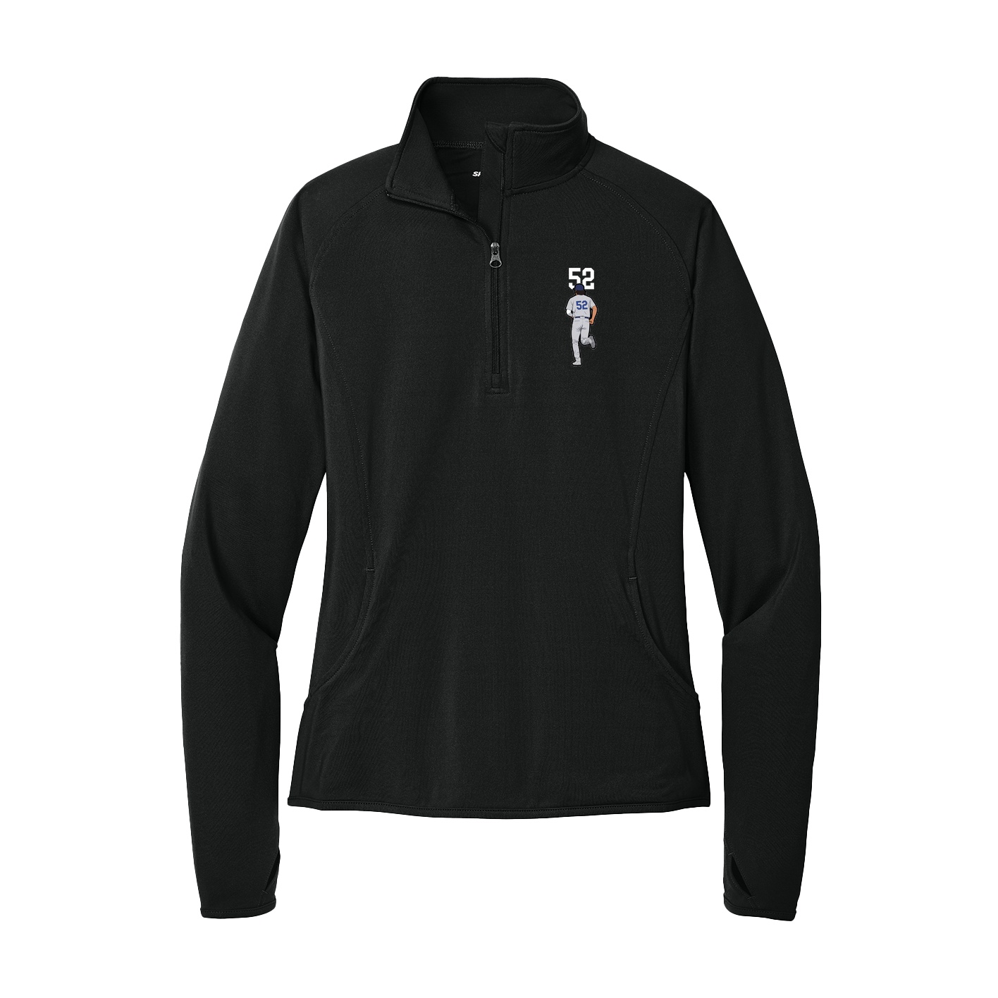Women's Q-Zip Pullover — Number Top in Black