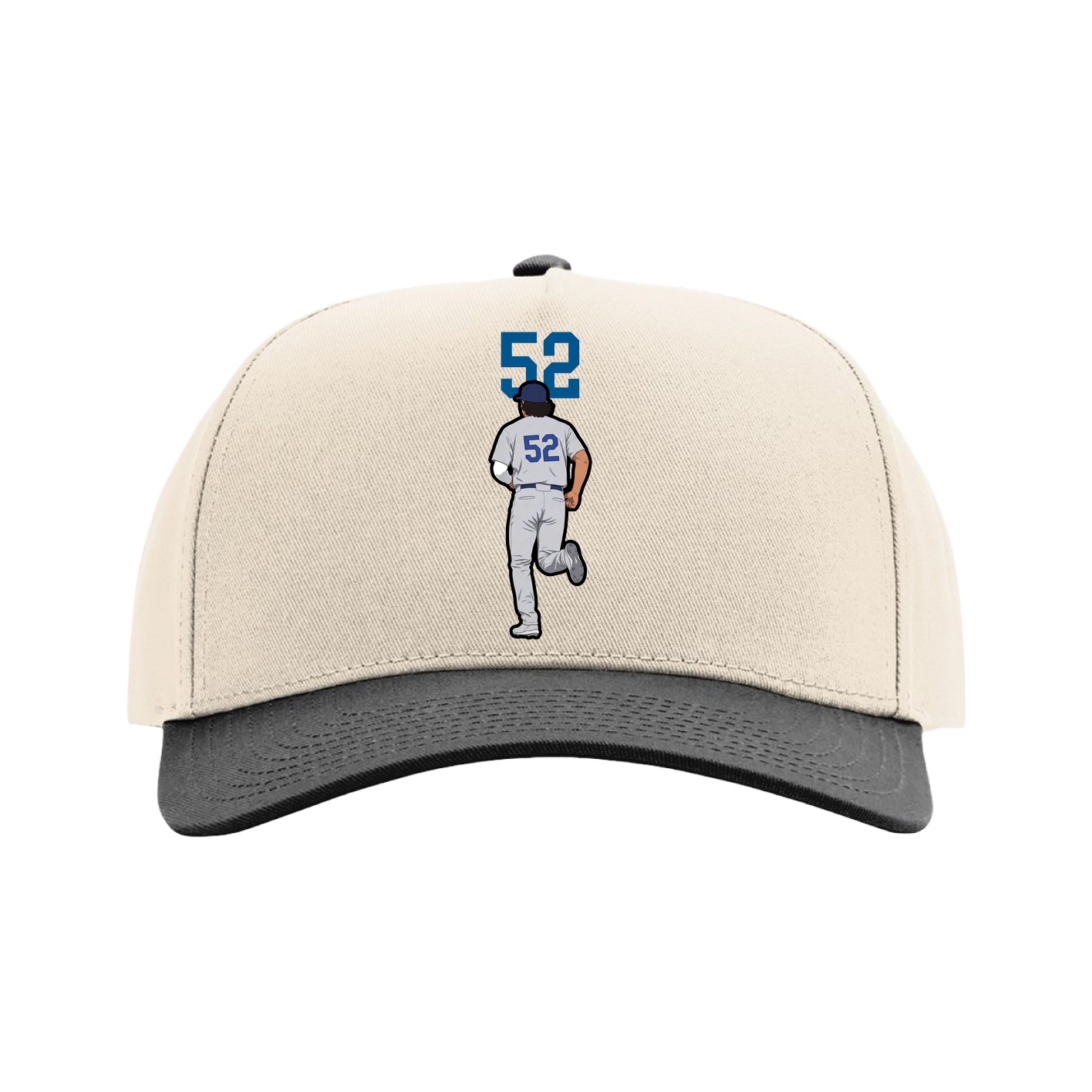 Full Fabric Five-Panel Champ Cap — Number Top in Cream/Black
