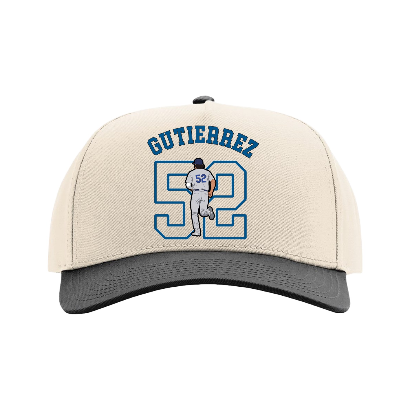 Full Fabric Five-Panel Champ Cap — Shirsey Arch in Cream/Black