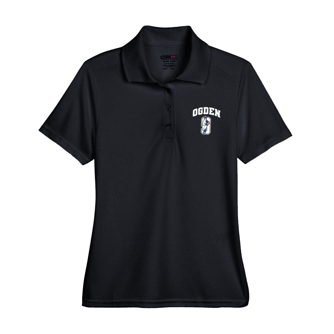 Womens Performance Polo — Number in Black