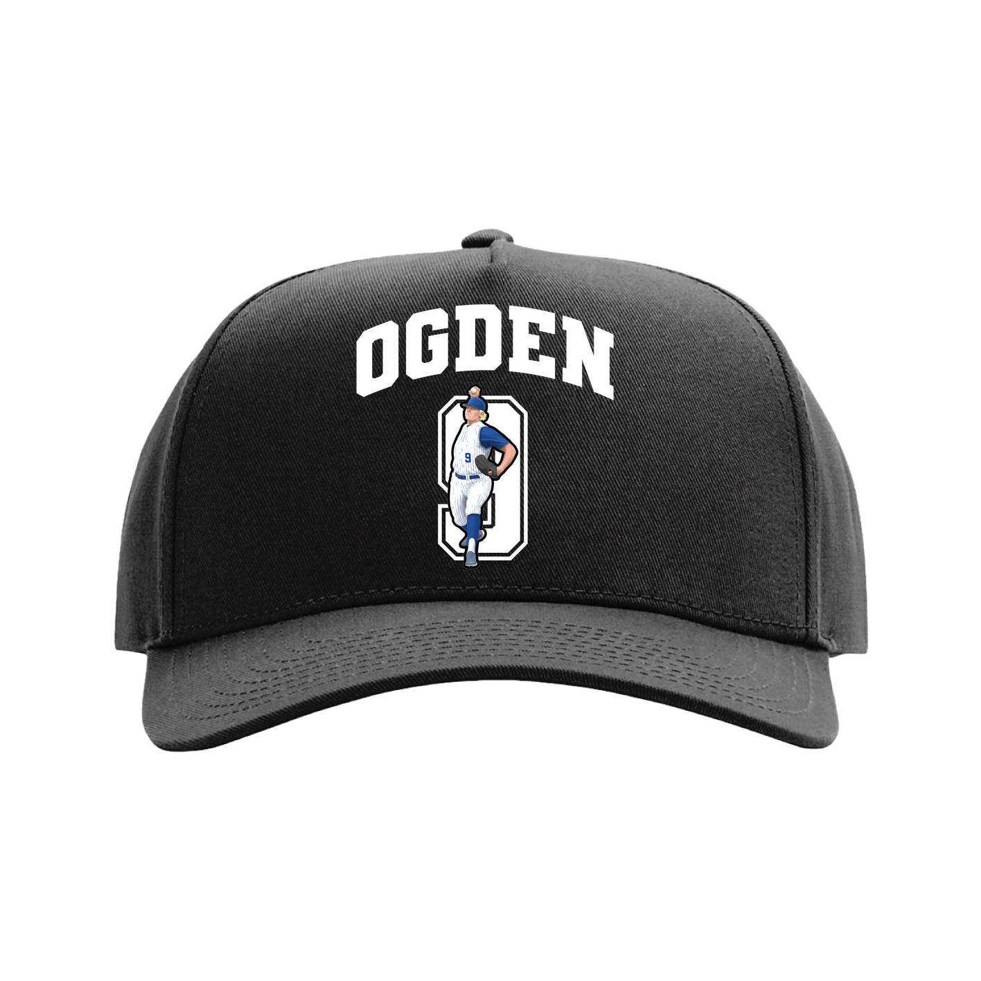 Full Fabric Five-Panel Champ Cap — Number in Black