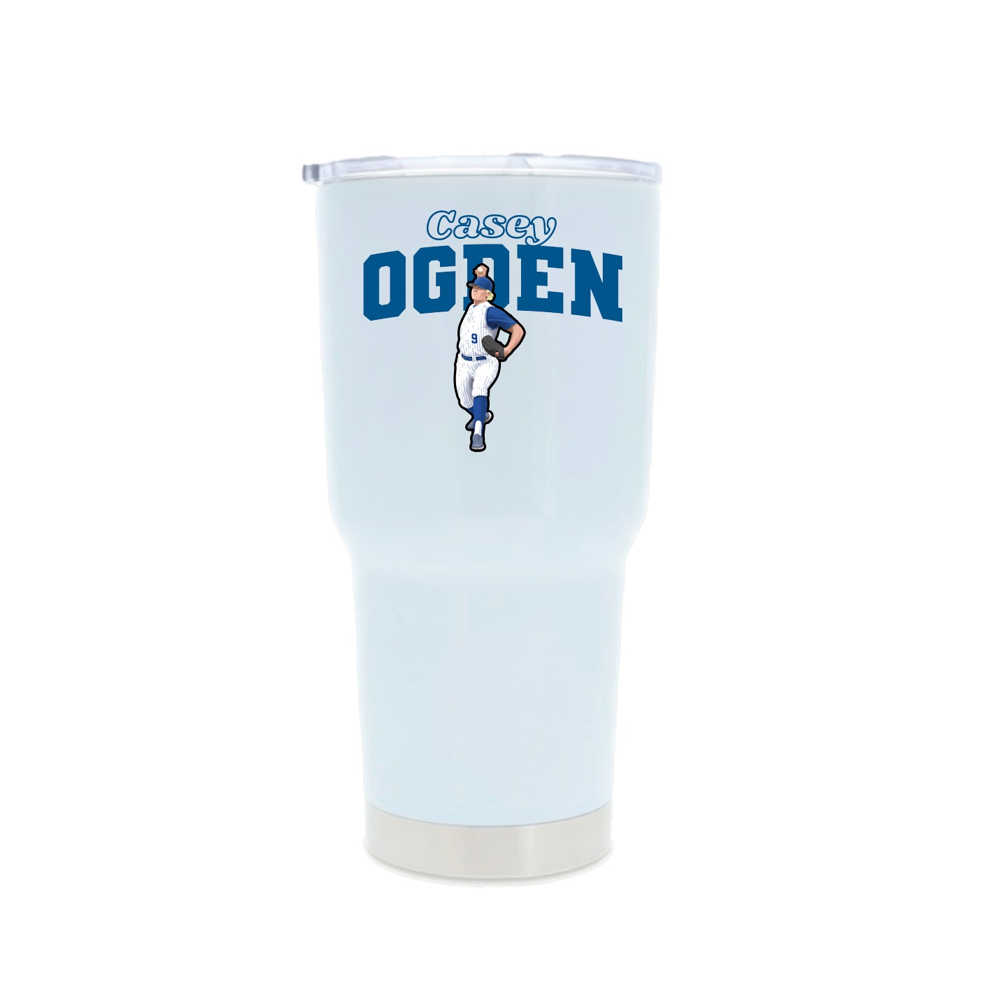 30oz Stainless Steel Tumbler — Name Arch in White