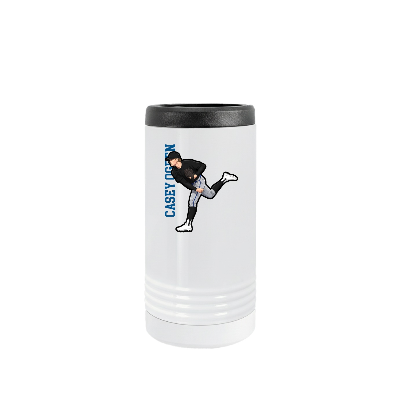 Slim Beverage Holder — Name Vertical in White