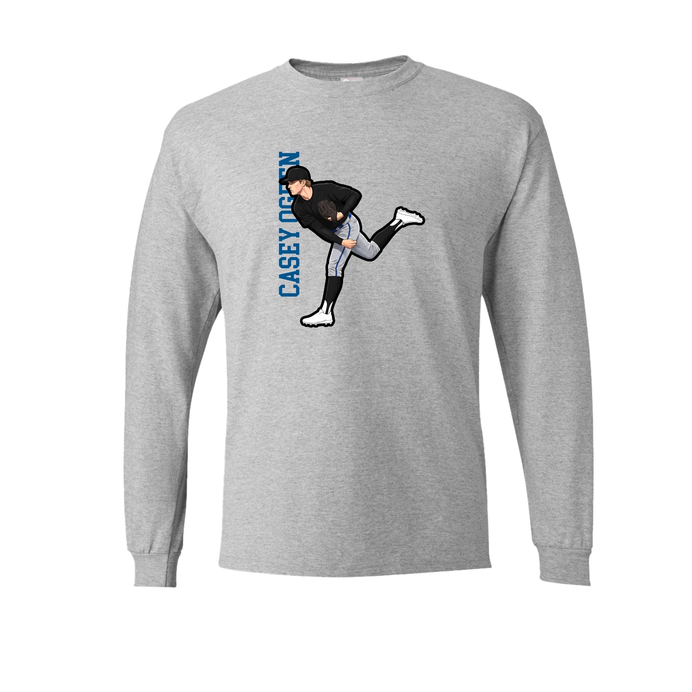 Long Sleeve Tee — Name Vertical in Grey