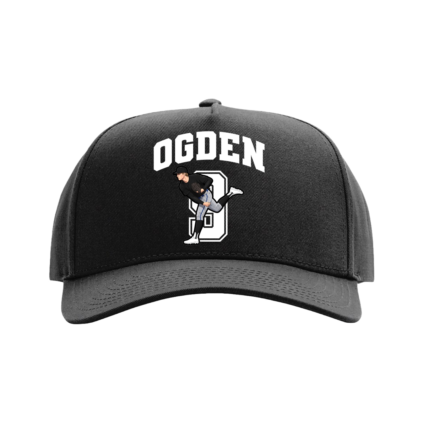 Full Fabric Five-Panel Champ Cap — Number in Black
