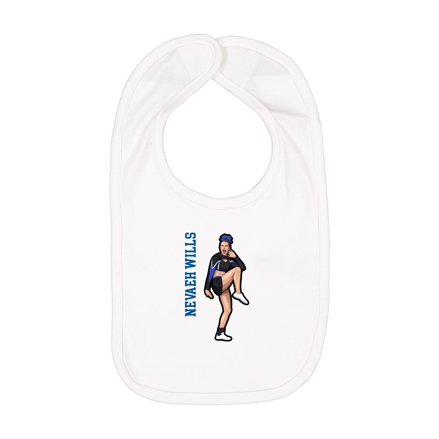 Infant Bib — Name Vertical in White
